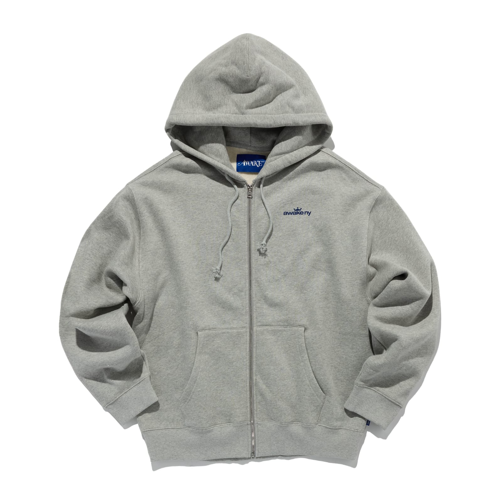 Awake Ny Crown Logo Full-zip Hoodie In Gray