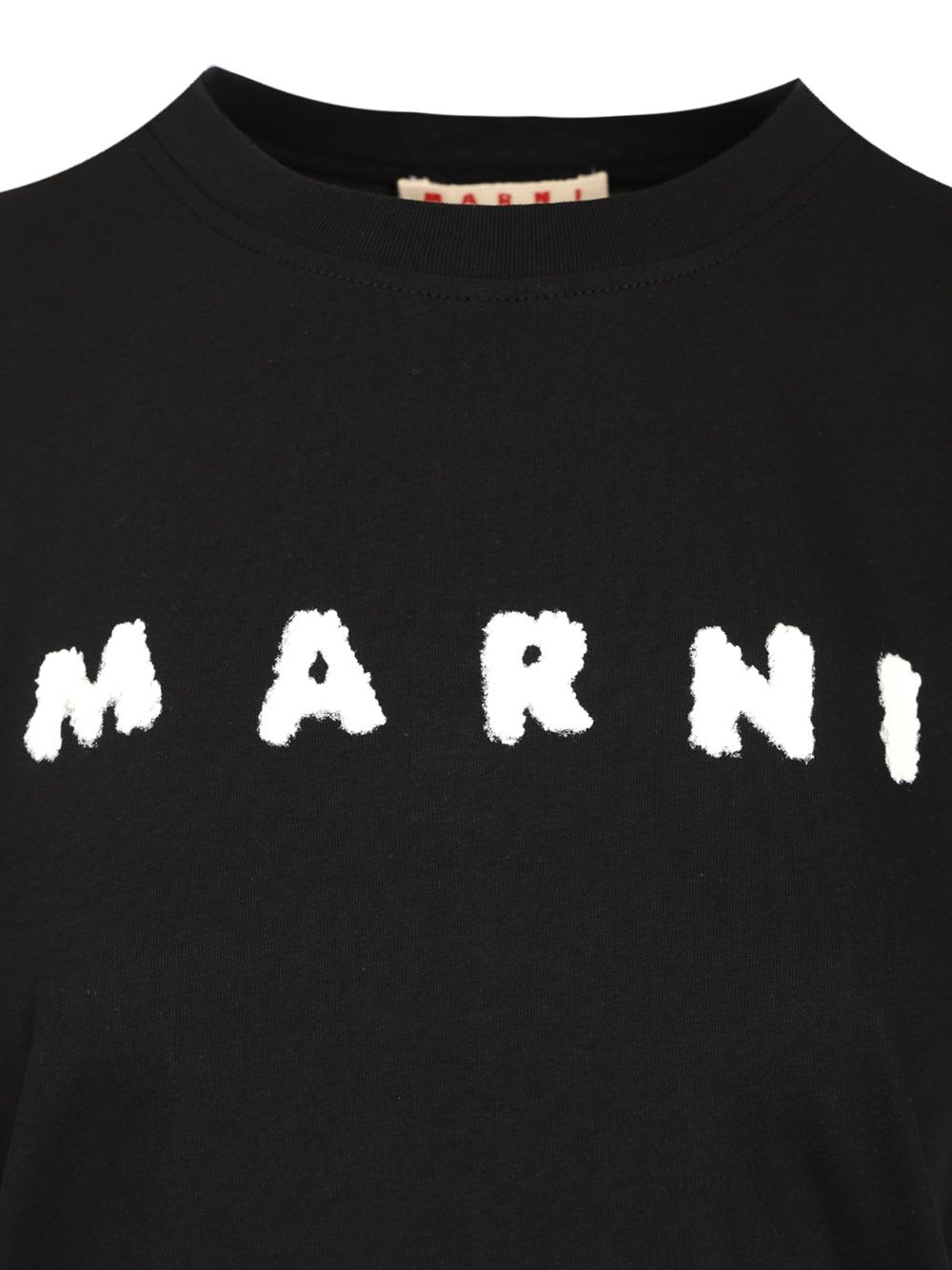 Marni Crew Neck Short Sleeves Top In Black