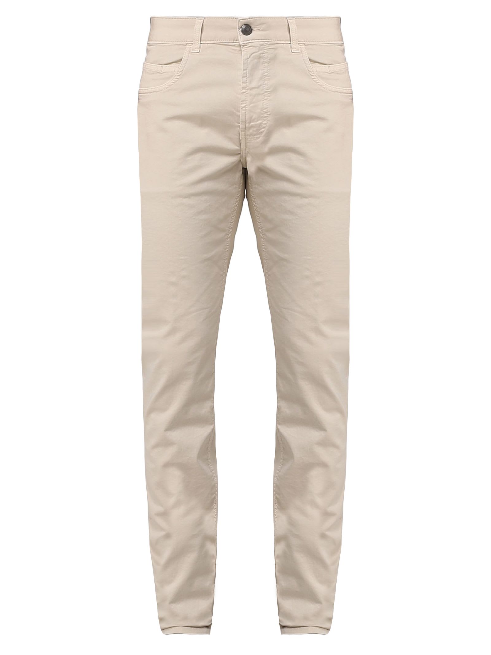 FAY BEIGE COTTON SLIM FIT TROUSERS