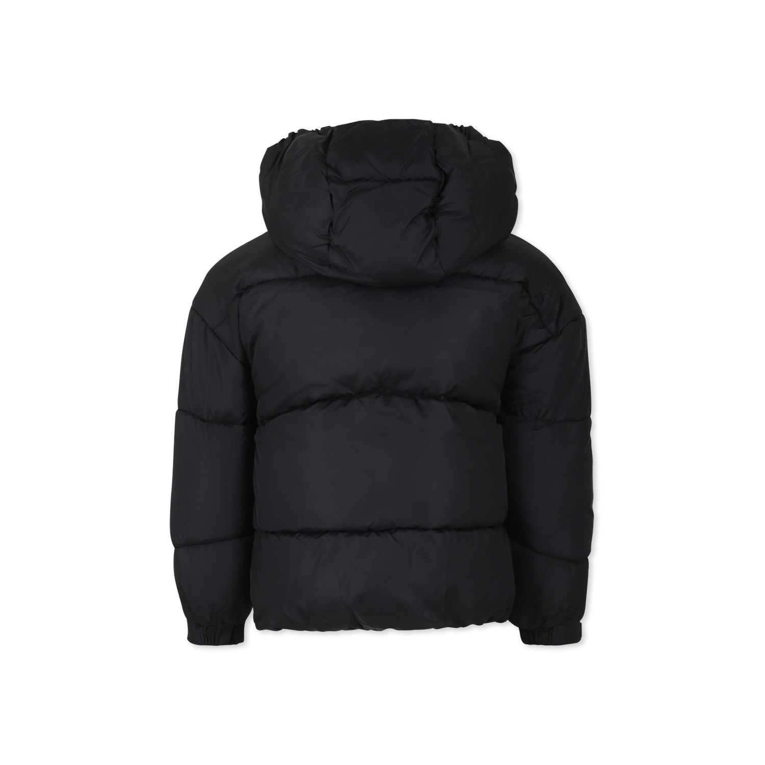 Calvin Klein Black Down Jacket For Girl With Monogram In Black