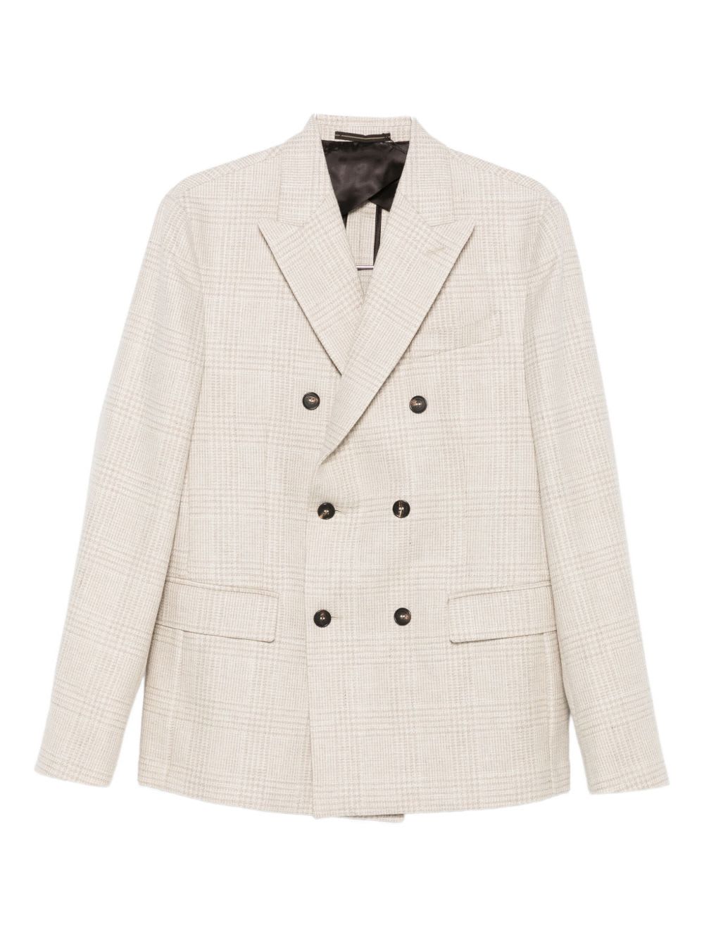 Incotex Beige Jacket Checked Pattern Double-breasted In Neutral