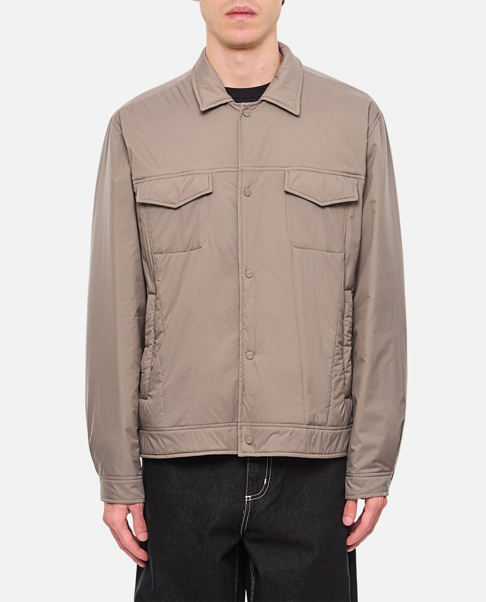 Herno Versatile Gray Jacket With Button Closure In Gray