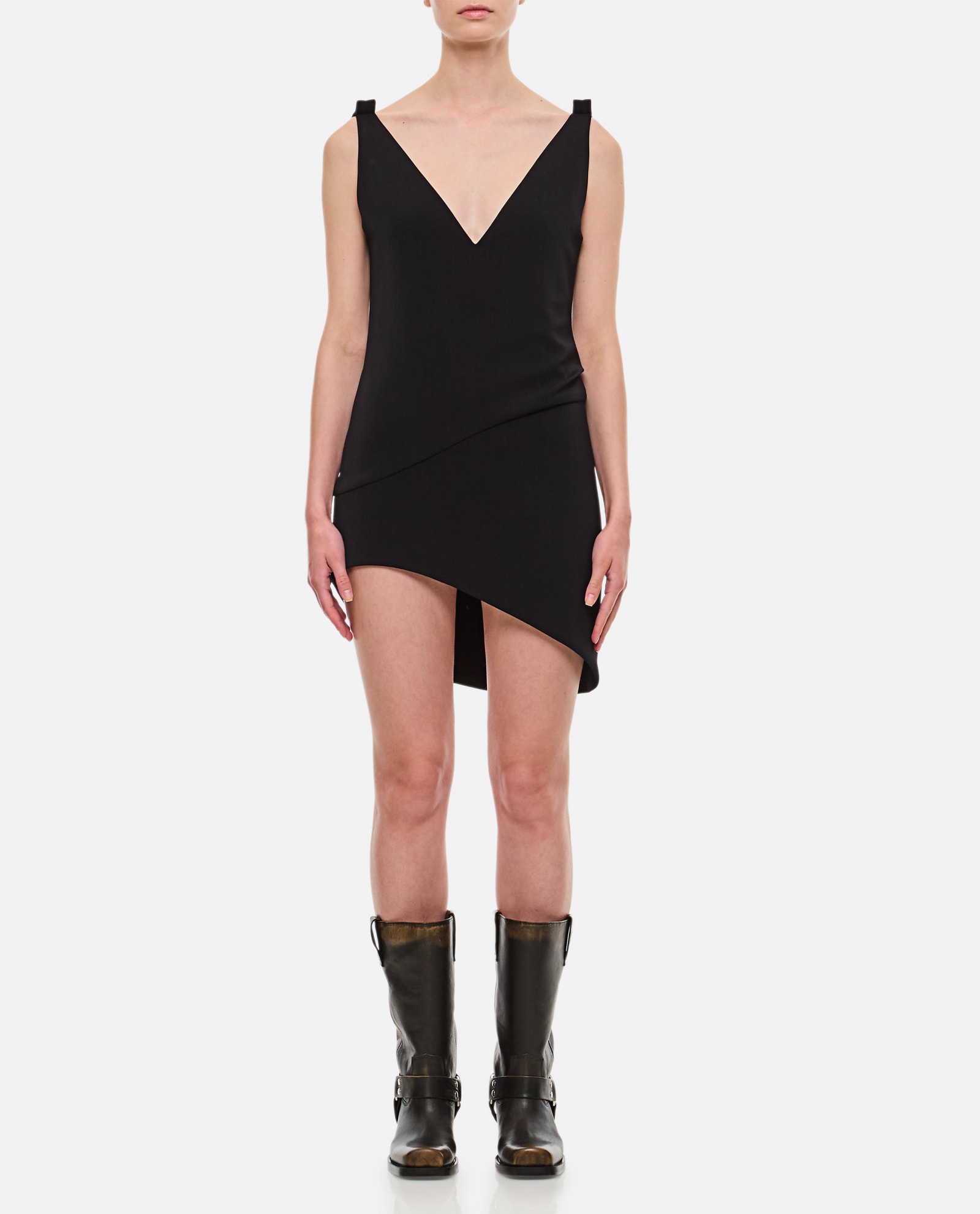 Shop Jw Anderson V-neck Sleaveless Mini Dress In Black