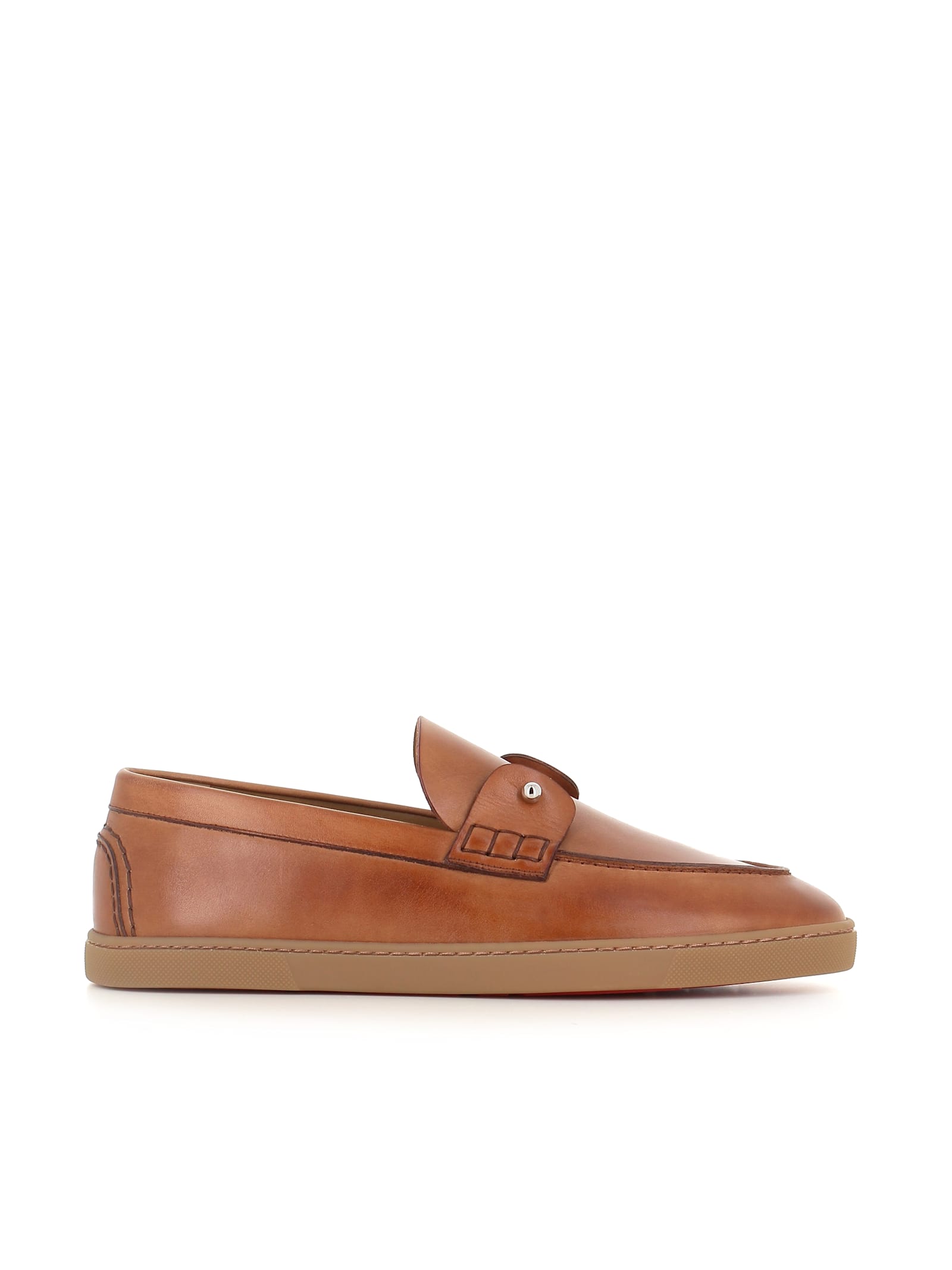 Christian Louboutin Slip-on Chambeliboat Flat In Brown