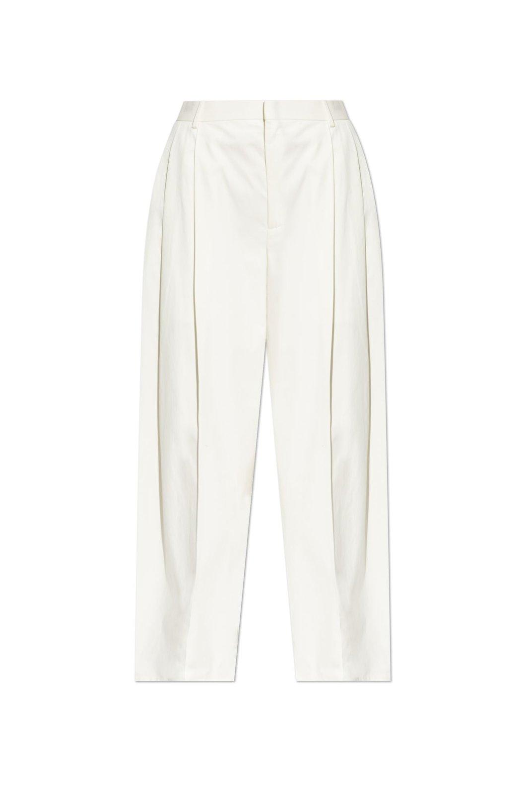 Shop Bottega Veneta Twill Tapered Trousers In White