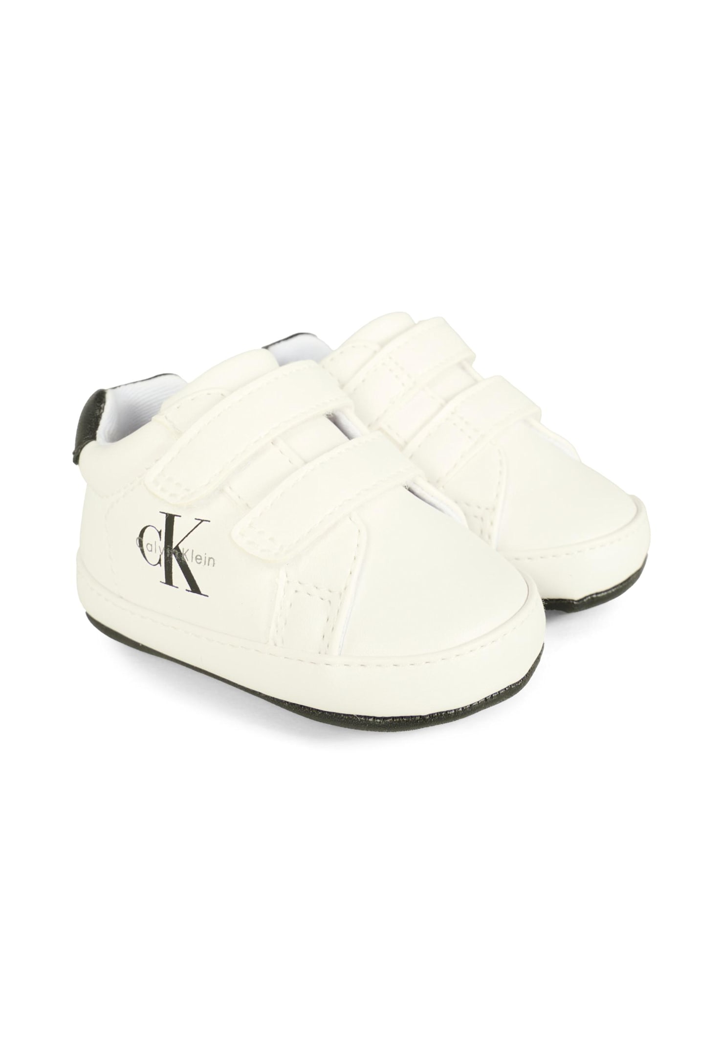 Calvin Klein White Sneakers For Baby Boy With Logo In White