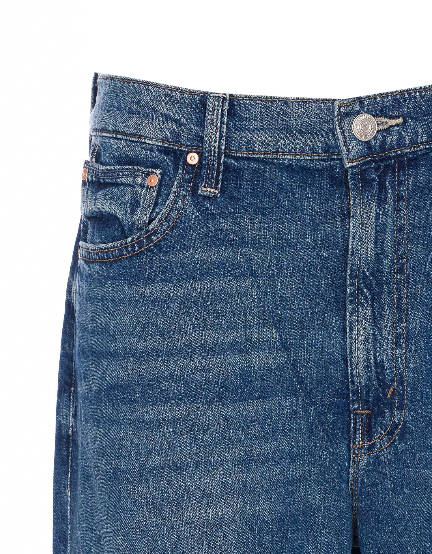 Mother Regular Fit Denim Trousers With Contrast Stitching In Blue