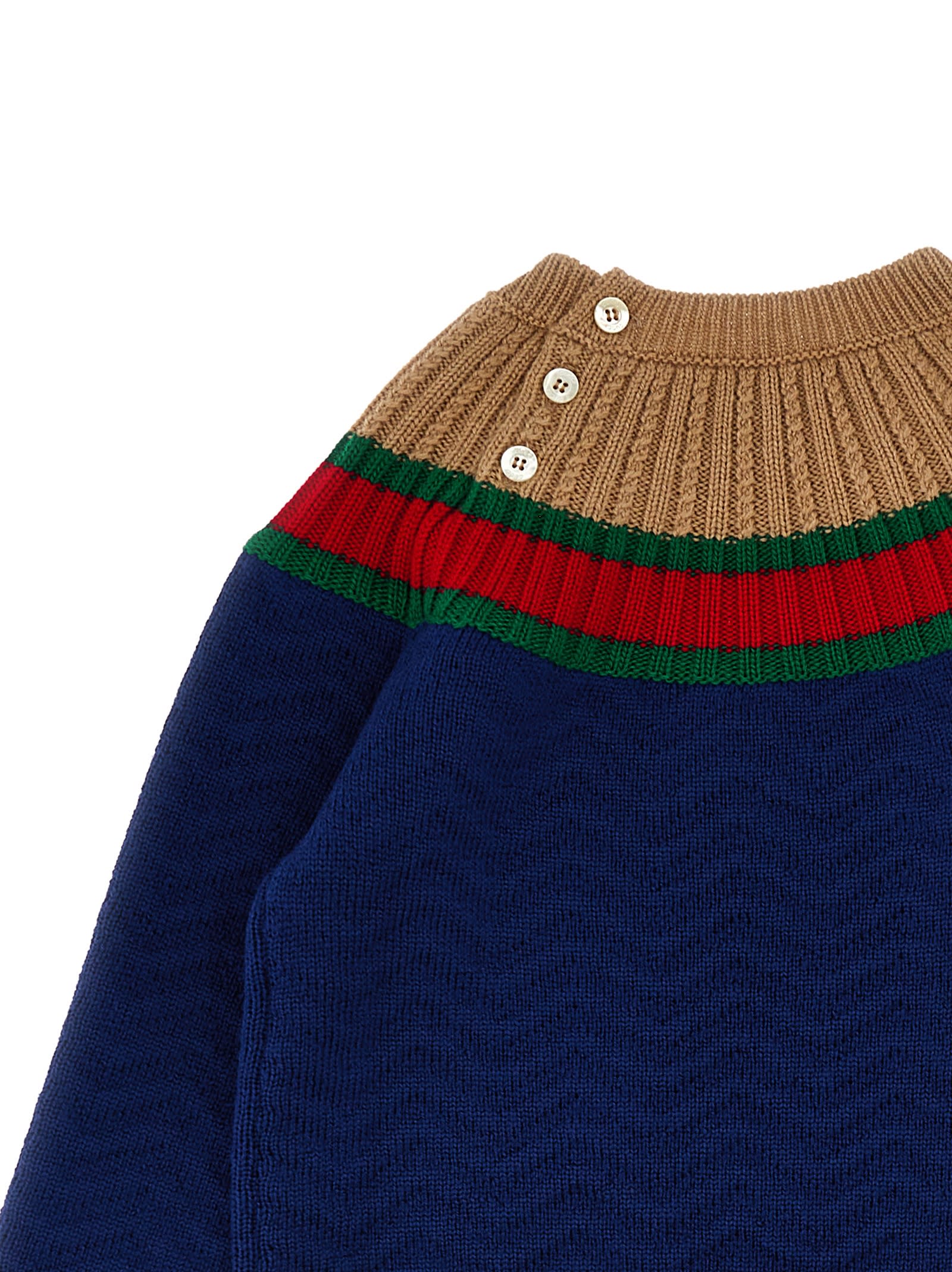 Gucci Wool Sweater With Web Detail In Multicolor