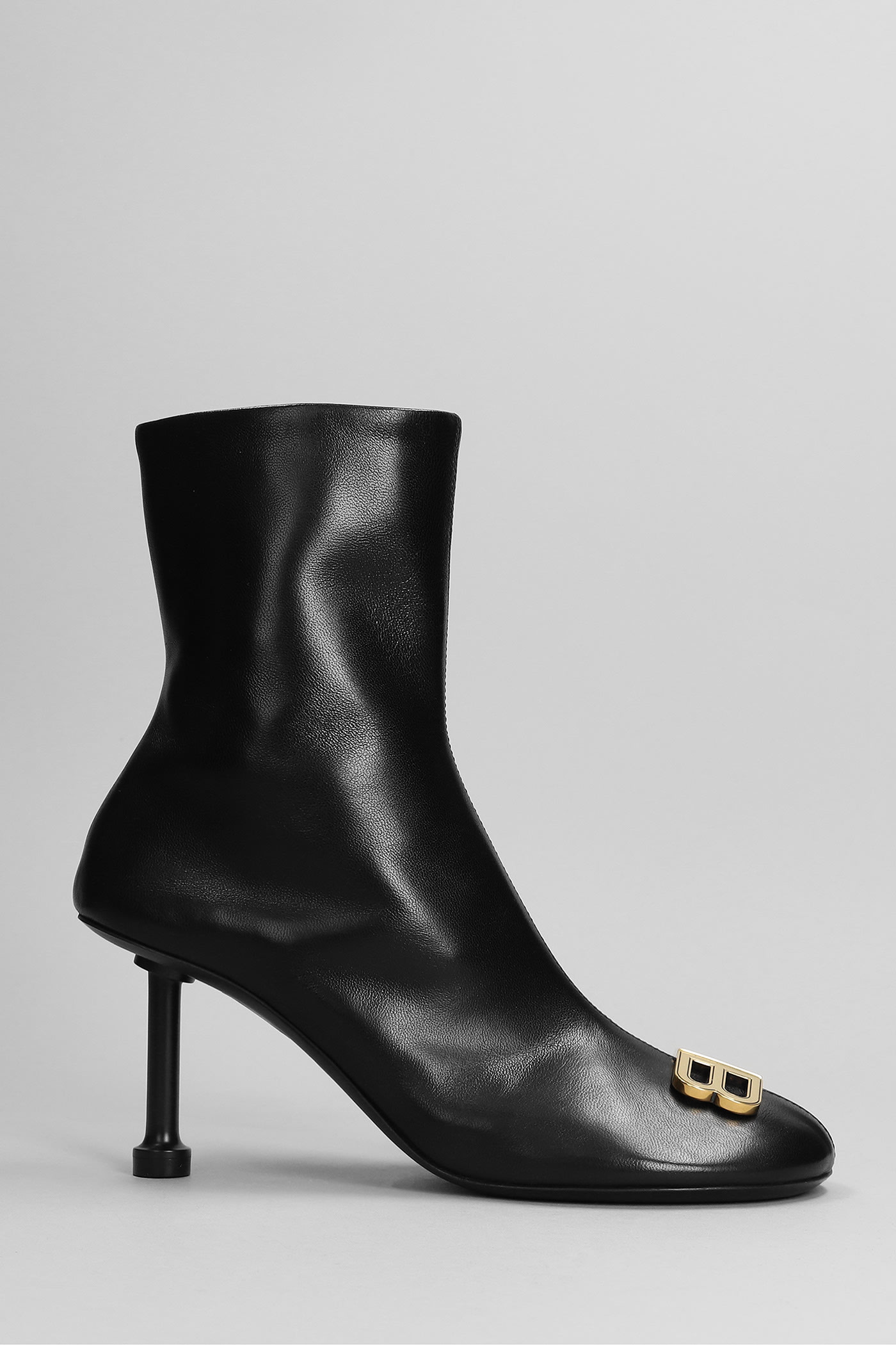 BALENCIAGA HIGH HEELS ANKLE BOOTS IN BLACK LEATHER