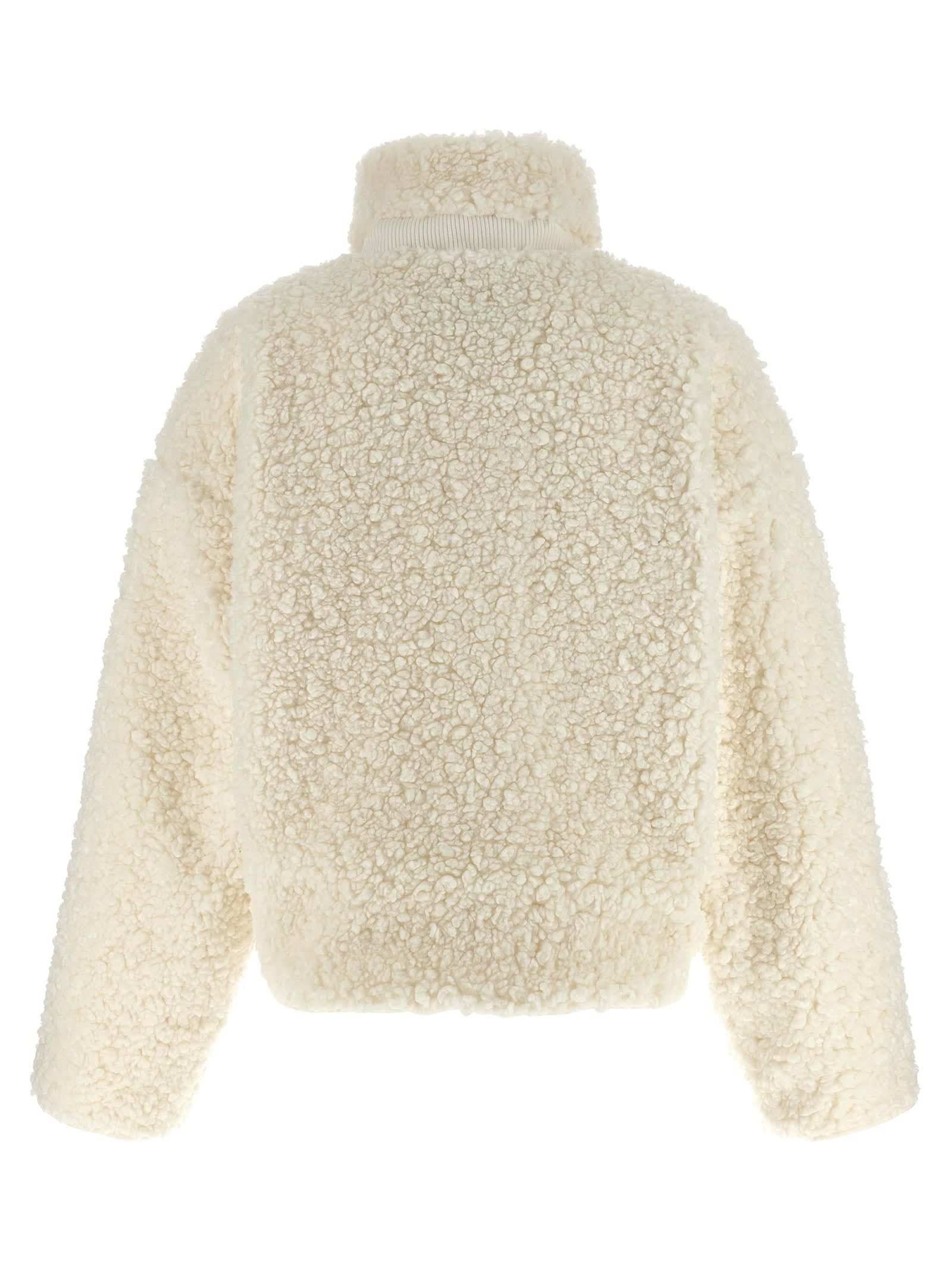 Entire Studios Teddy-effect Fabric Jacket With Ribbed Knit Details In Neutral