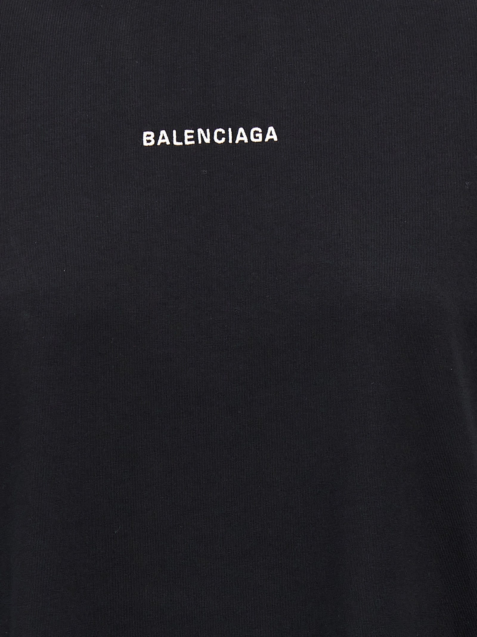 Shop Balenciaga Logo Embroidery Dress In Black