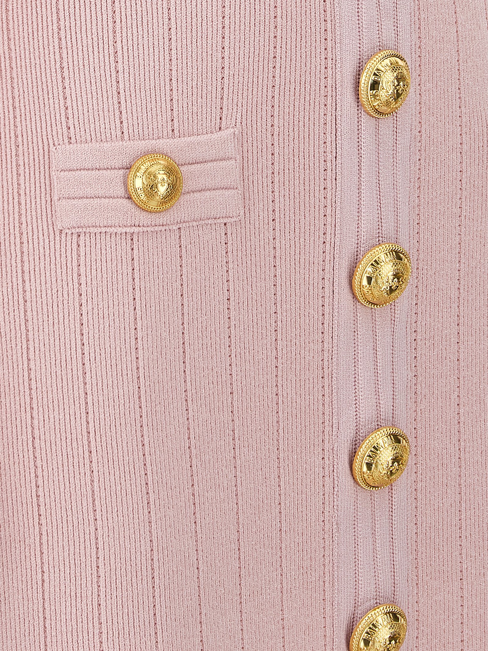 Shop Balmain Logo Button Dress In Pink