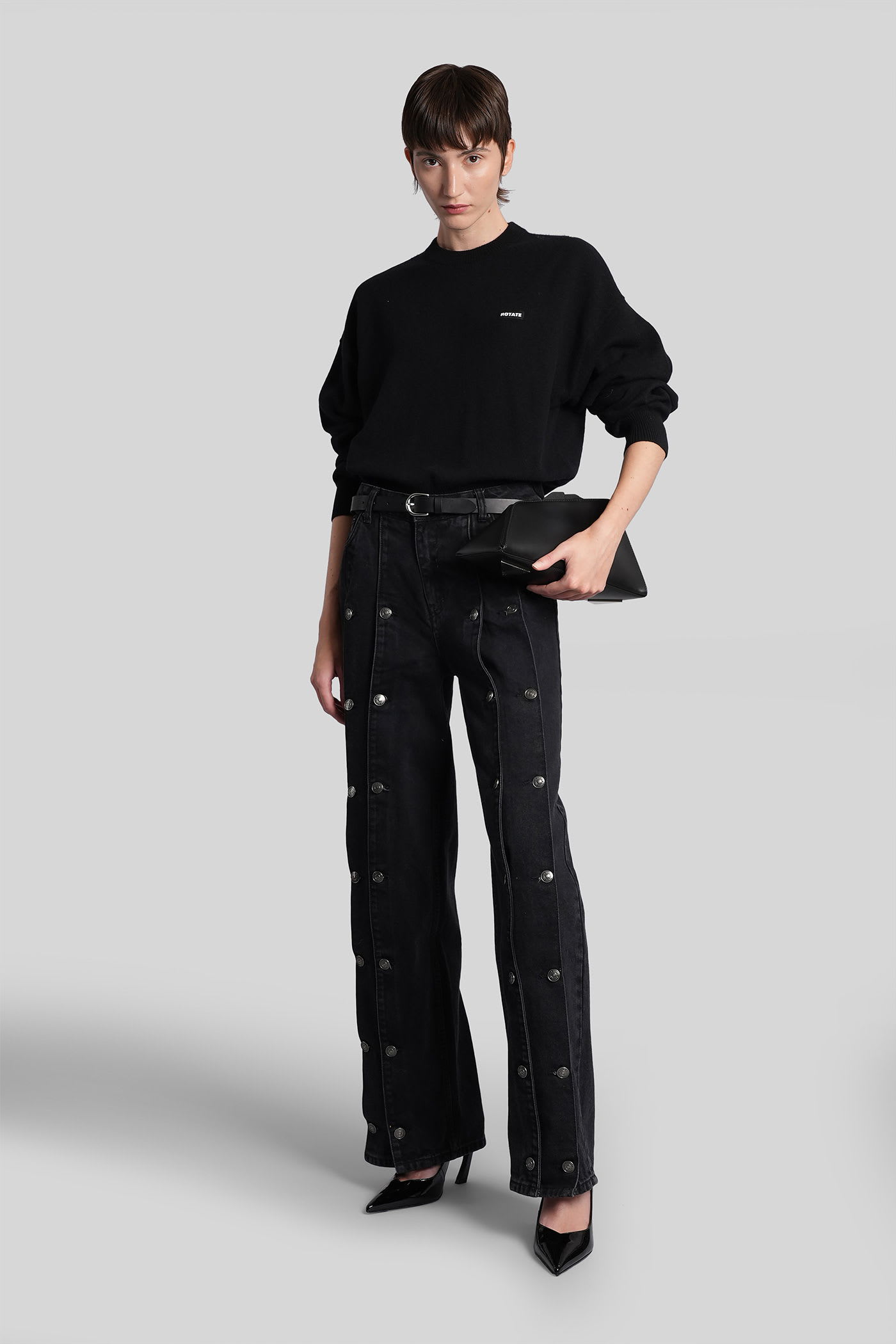 Rotate Birger Christensen Rotate Birgerchristensen Lightweight Jersey With Logo In Black