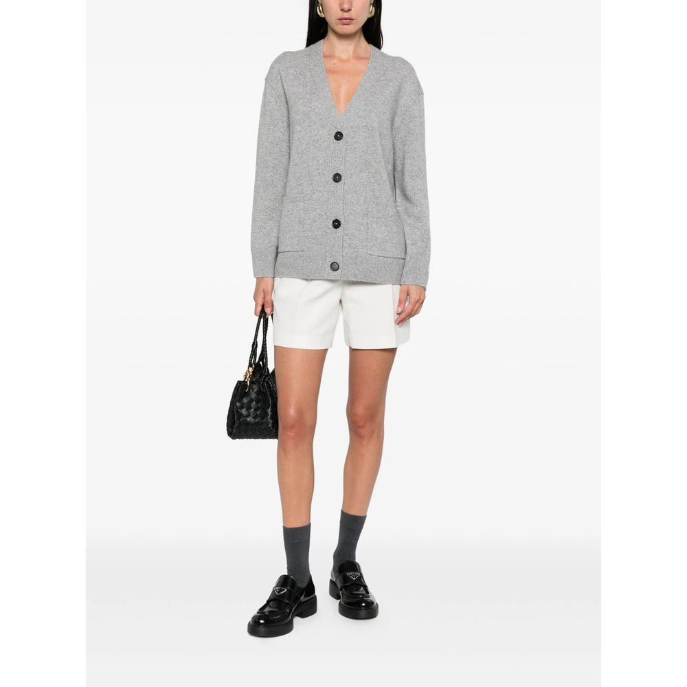 Anine Bing Boxy Grey Cashmere Cardigan With Button Closure In Gray