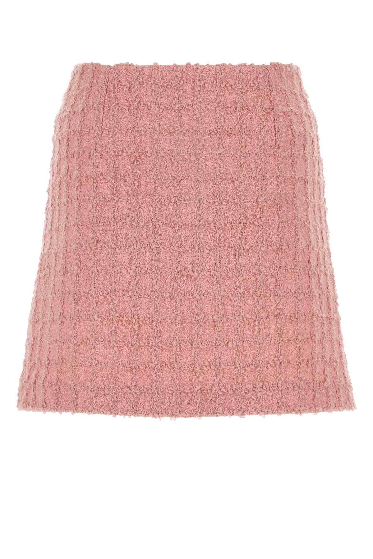 Shop Versace Pink Boucle Mini Skirt In Palepink