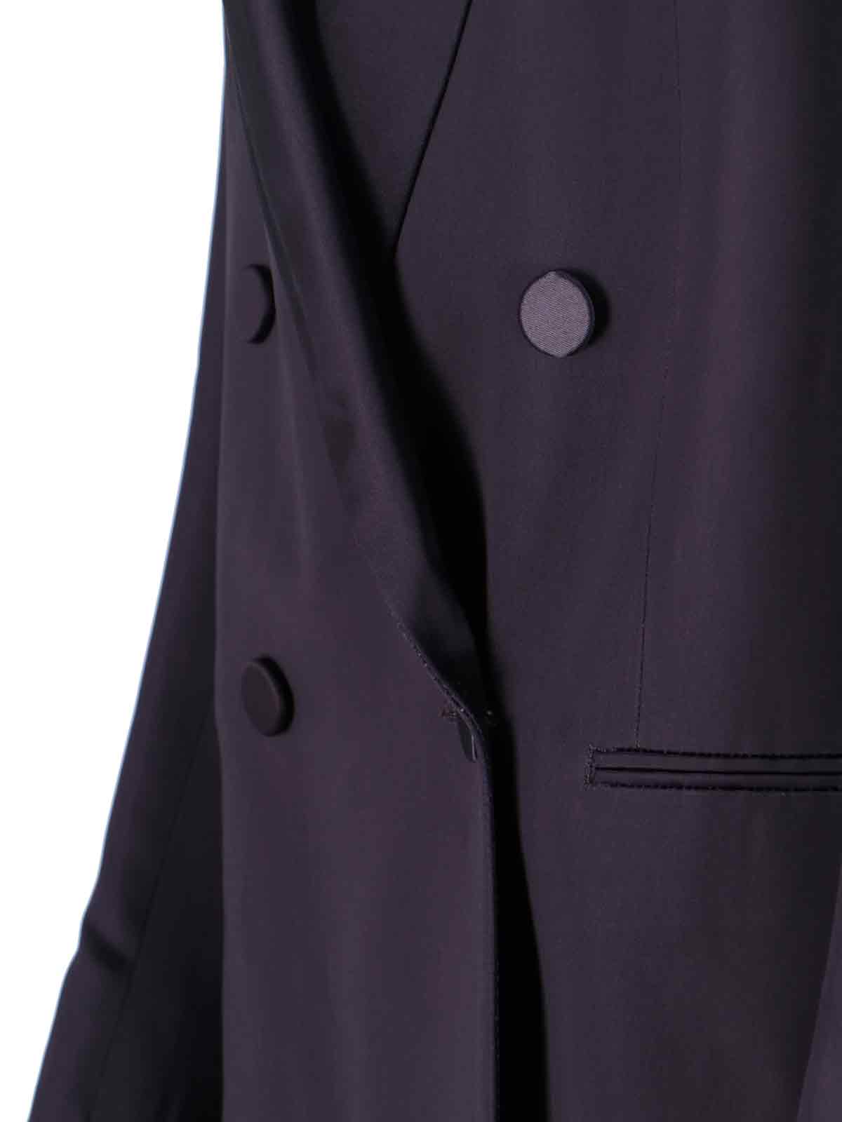 Dries Van Noten Longline Satin Blazer Notched Lapels In Blue