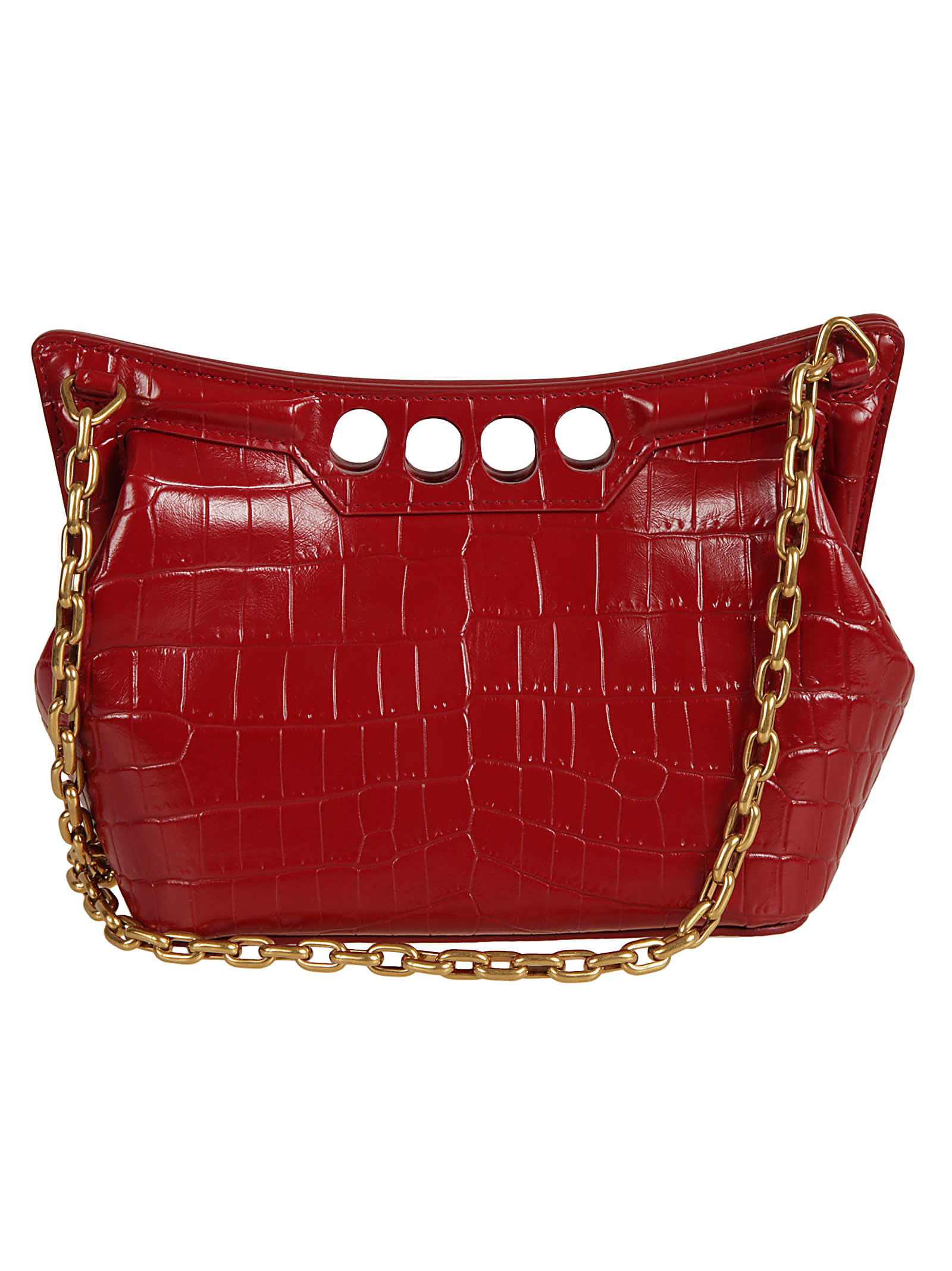 Shop Alexander Mcqueen The Mini Peak Chain Shoulder Bag In Dark Red