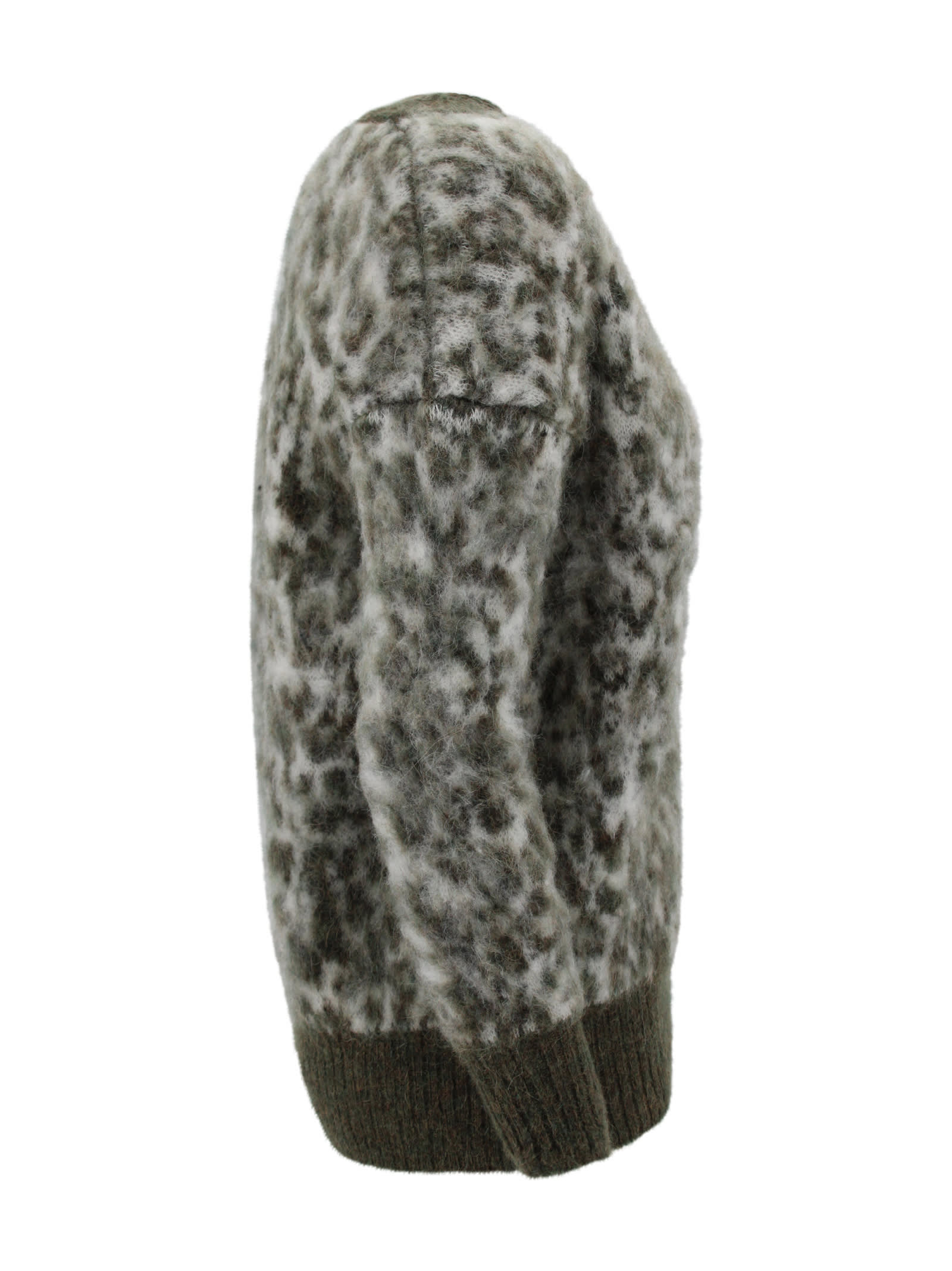D Exterior Animal Print Cardigan In Green