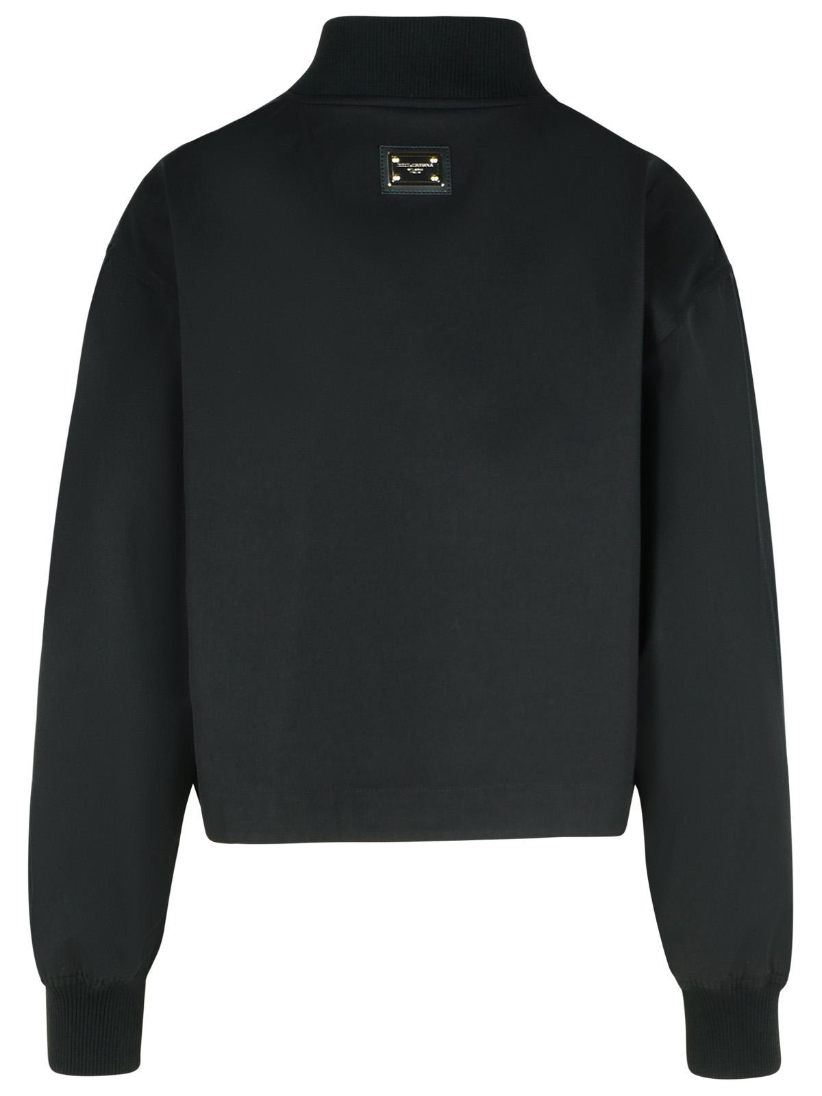 Dolce & Gabbana Black Polyester Blend Bomber Jacket In Black