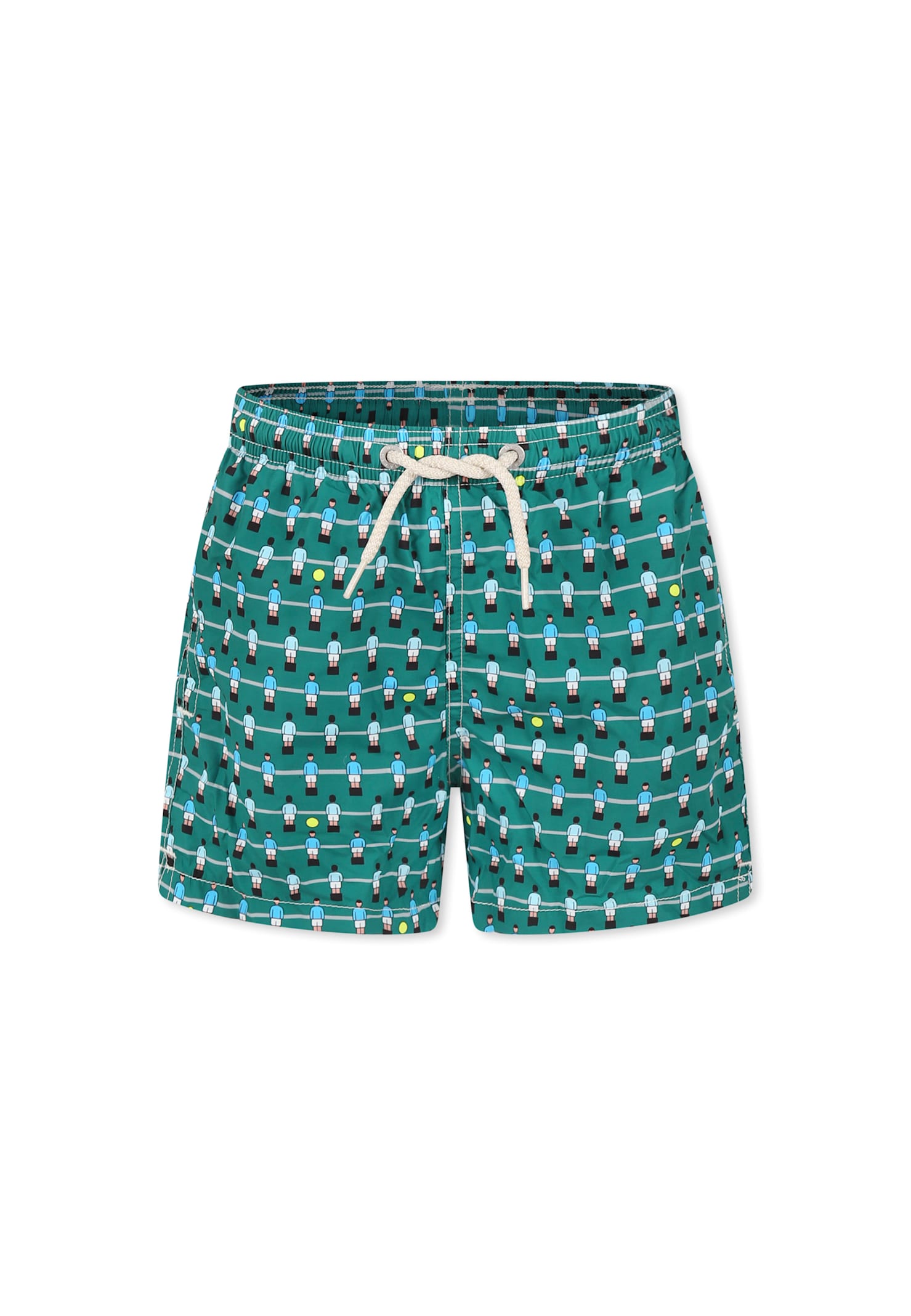 MC2 SAINT BARTH GREEN SWIM SHORTS FOR BOY WITH FOOSBALL PRINT