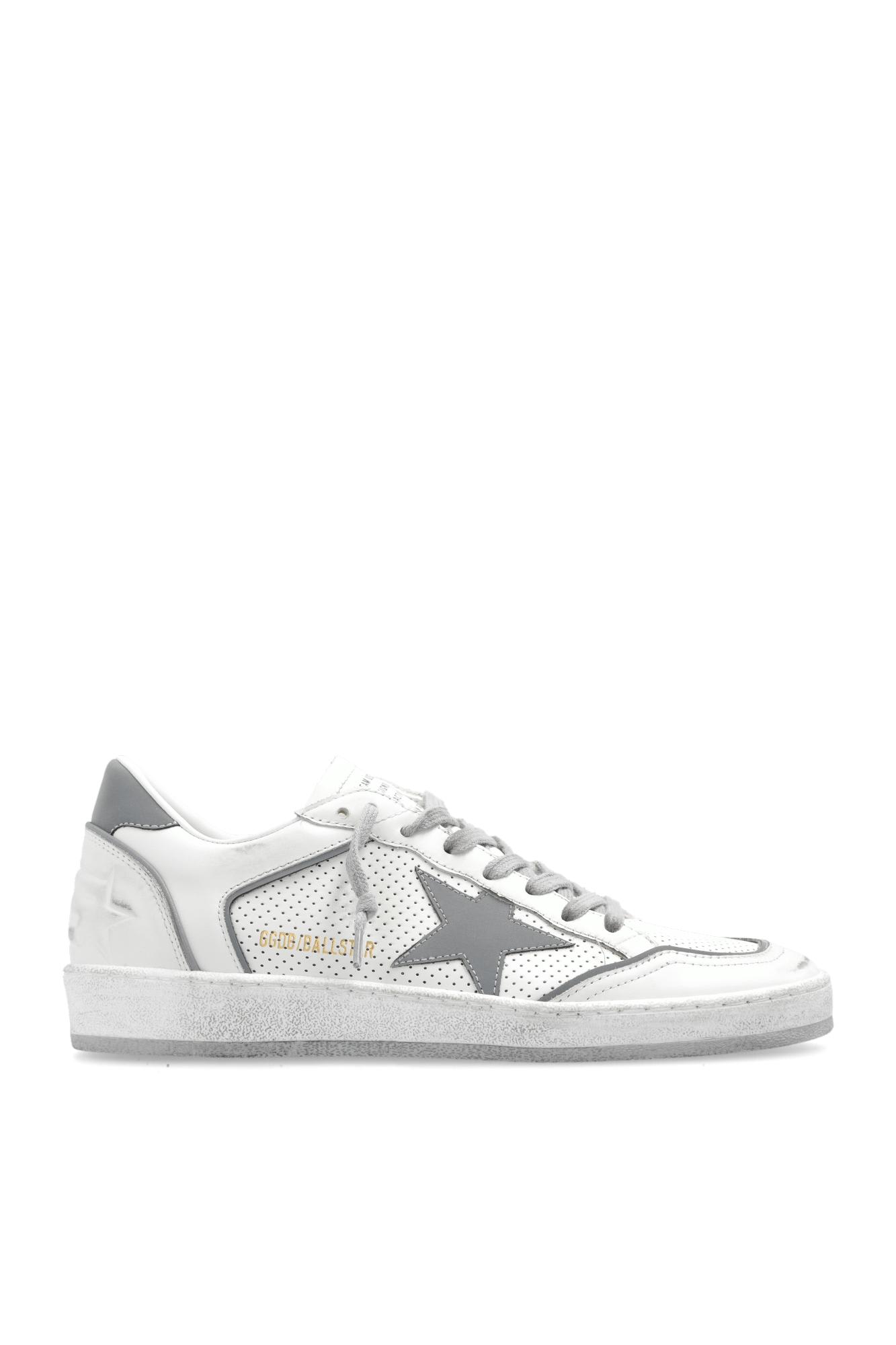 Shop Golden Goose Ball Star Double Quarter Sneakers In White/silver