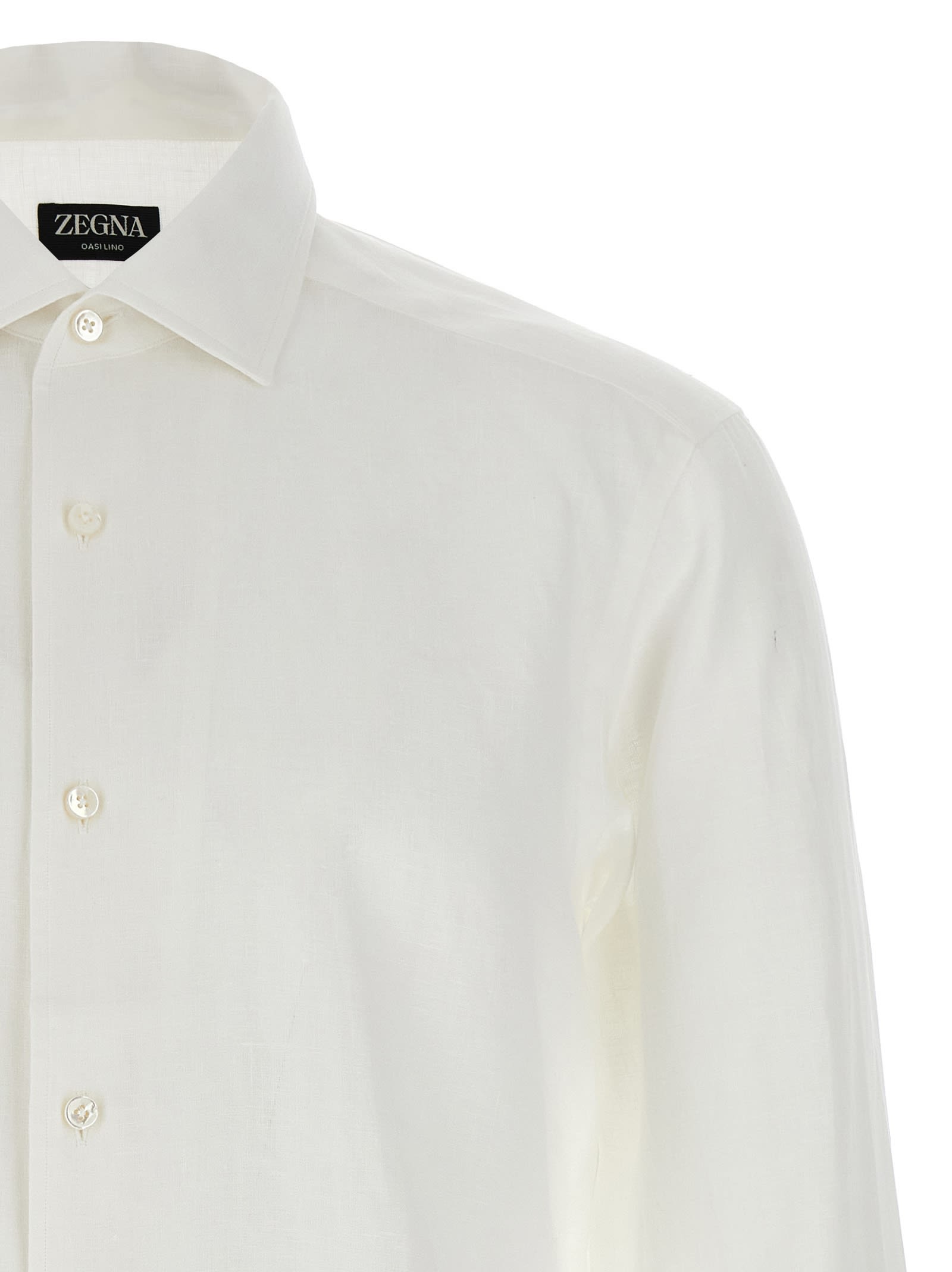 Zegna Micro Striped Trecapi Tailored Fit Long Sleeve Shirt In White