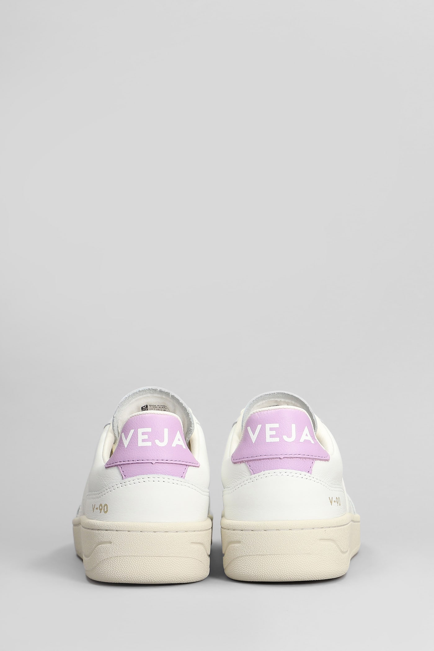 Veja V-90 Sneakers In White Leather In Rosa