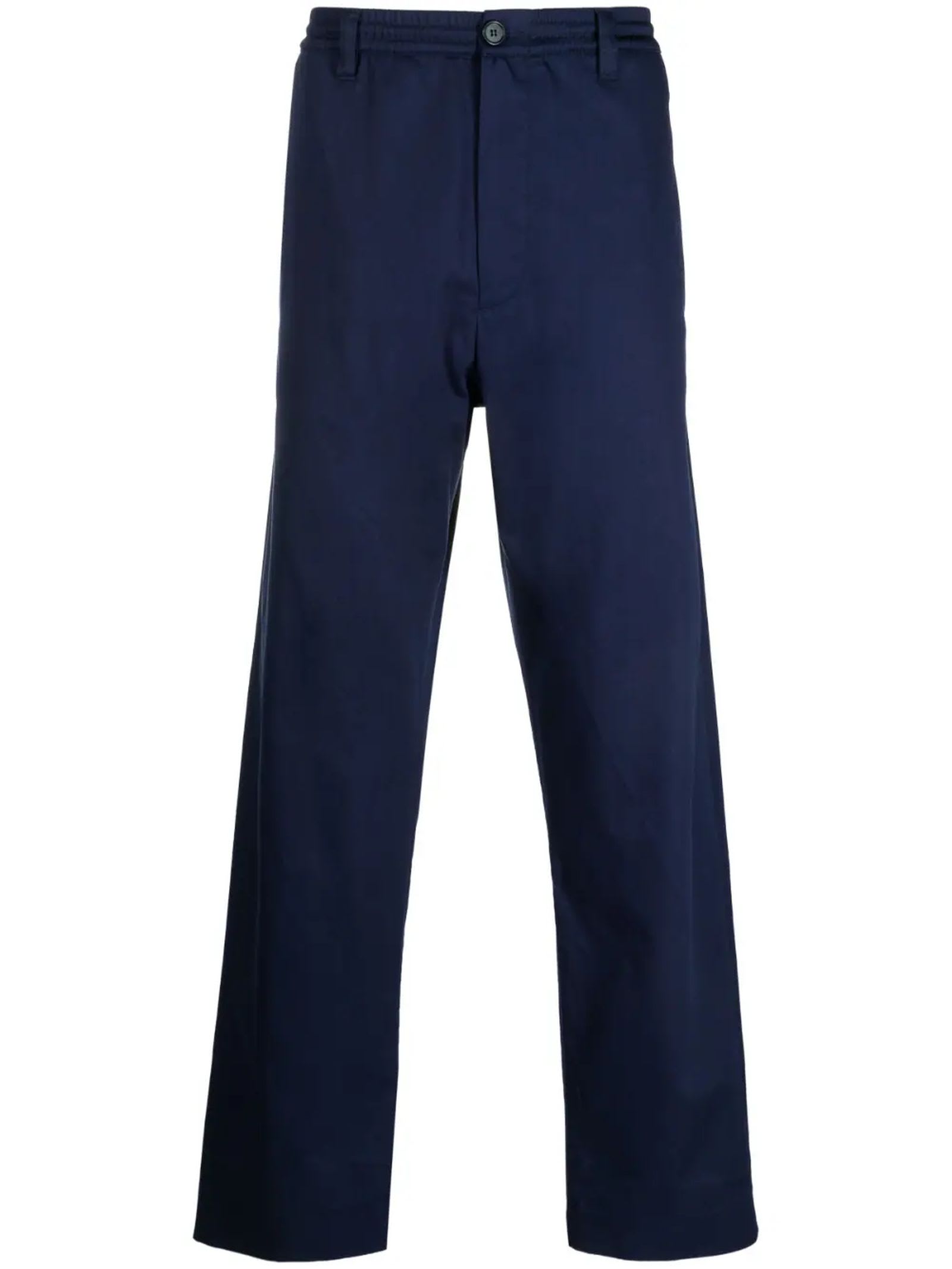 MARNI NAVY BLUE COTTON TROUSERS