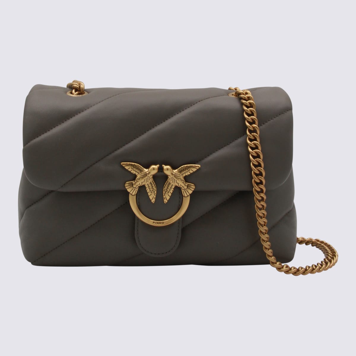 Grey Leather Shoulder Bag