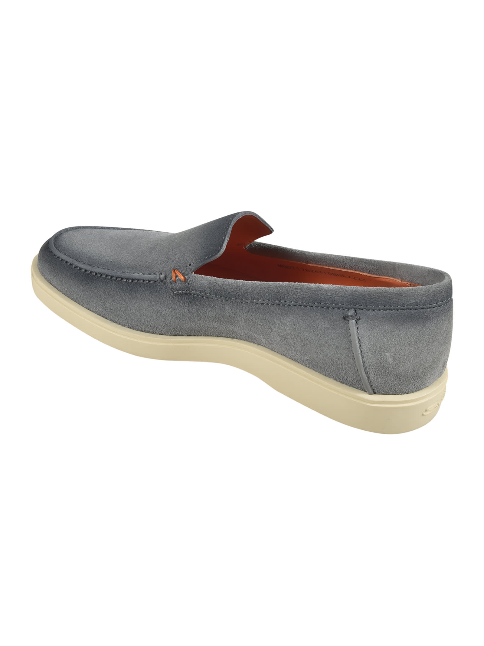 Santoni Blue Leather Slip-on Loafers With Contrasting Sole In Blue