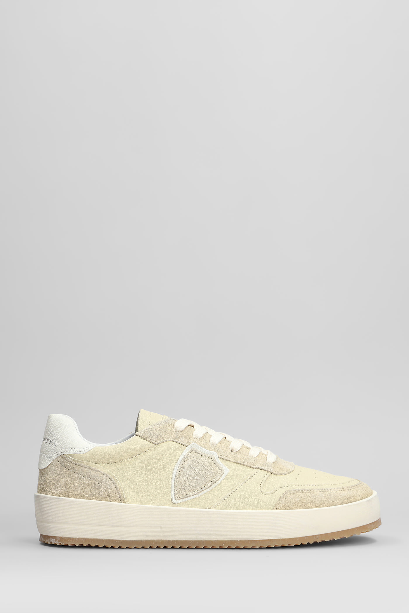 Nice Low Sneakers In Beige Suede And Leather