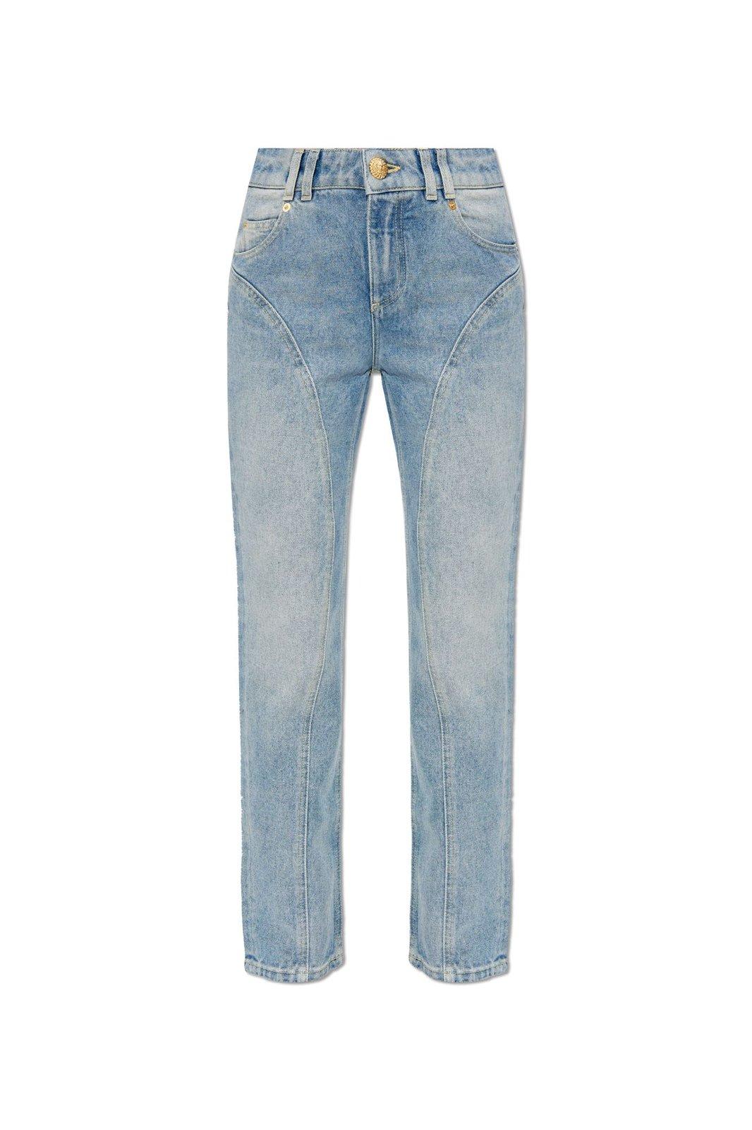 Shop Balmain Classic Straight-leg Denim Jeans In Bleujeanclair