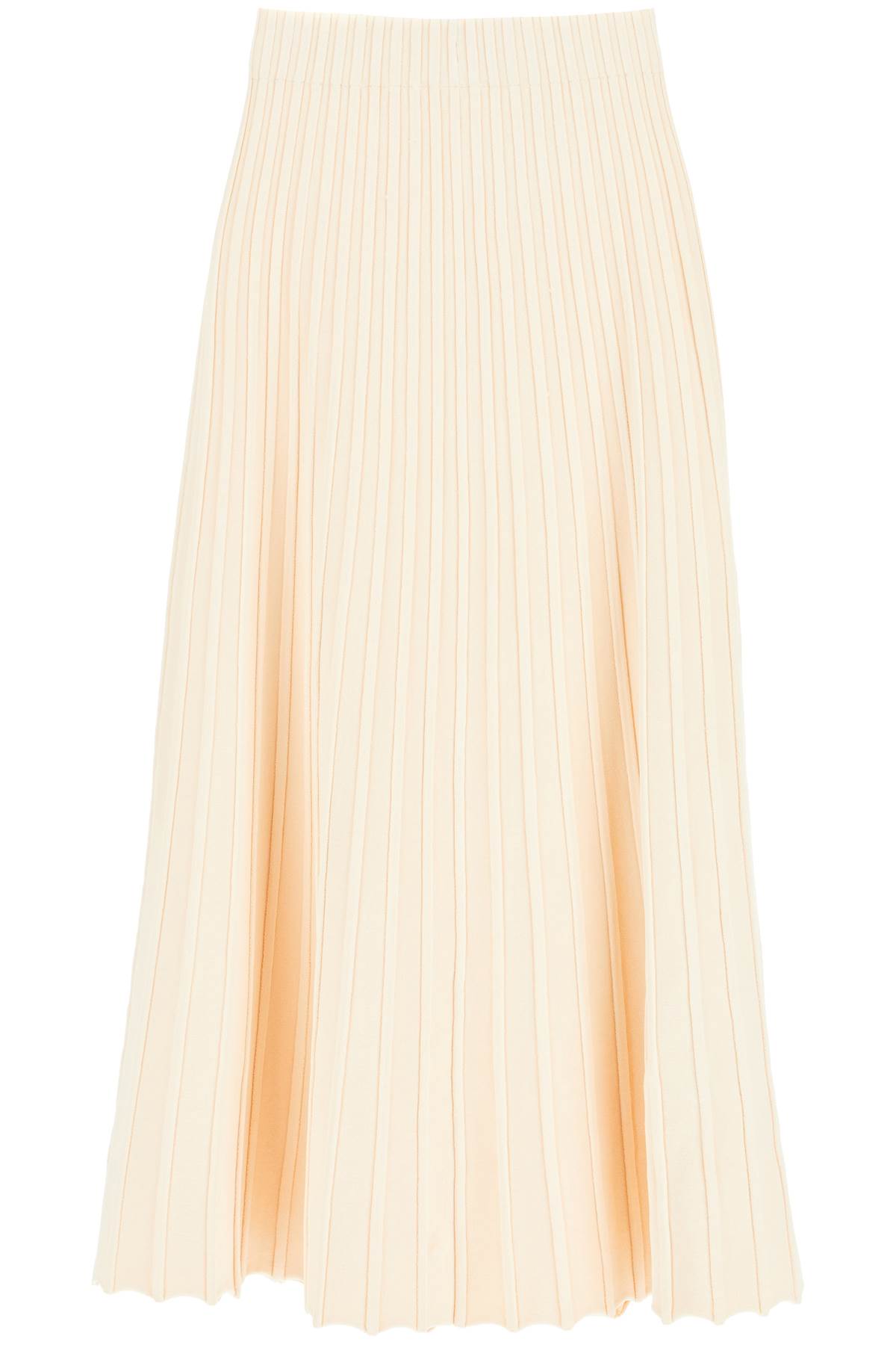 Shop By Malene Birger Idris Ribbed Midi Skirt In Soft White (beige)