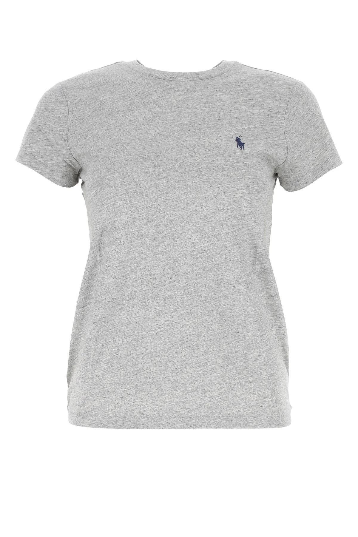 Ralph Lauren Melange Grey Cotton T-shirt In Cobblestone Heather