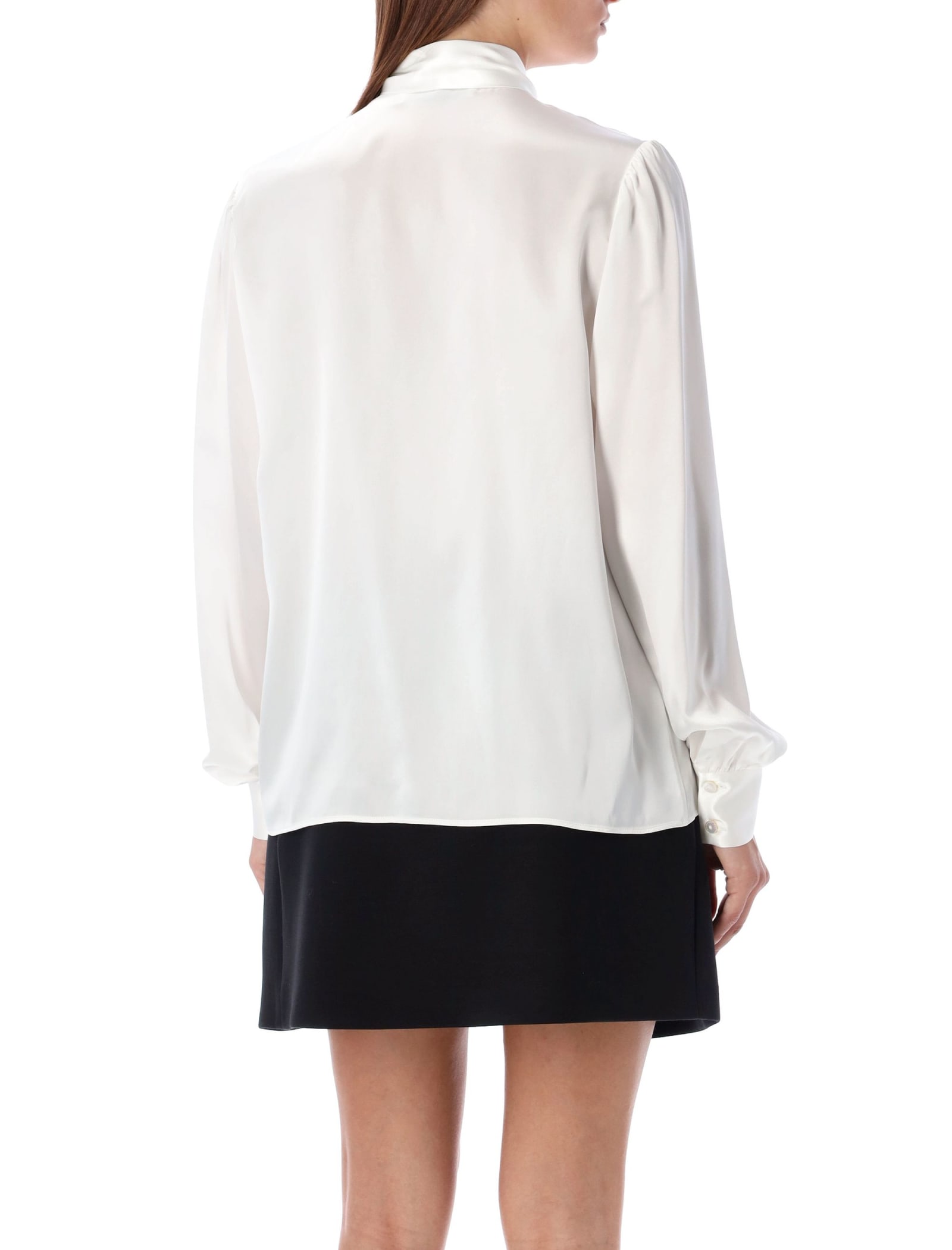 Shop Alessandra Rich Bow Shirt In White