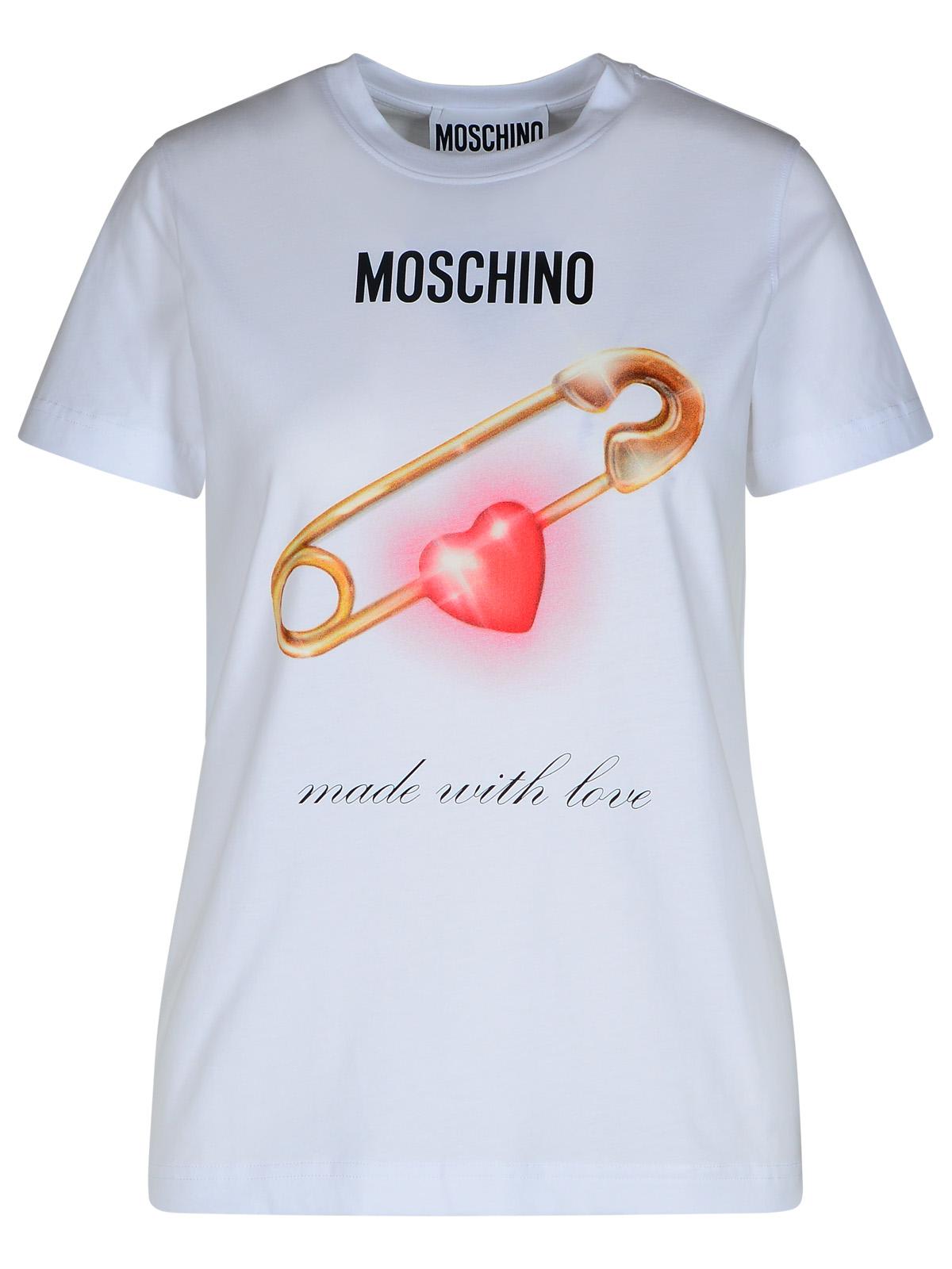 Shop Moschino White Cotton T-shirt In Bianco