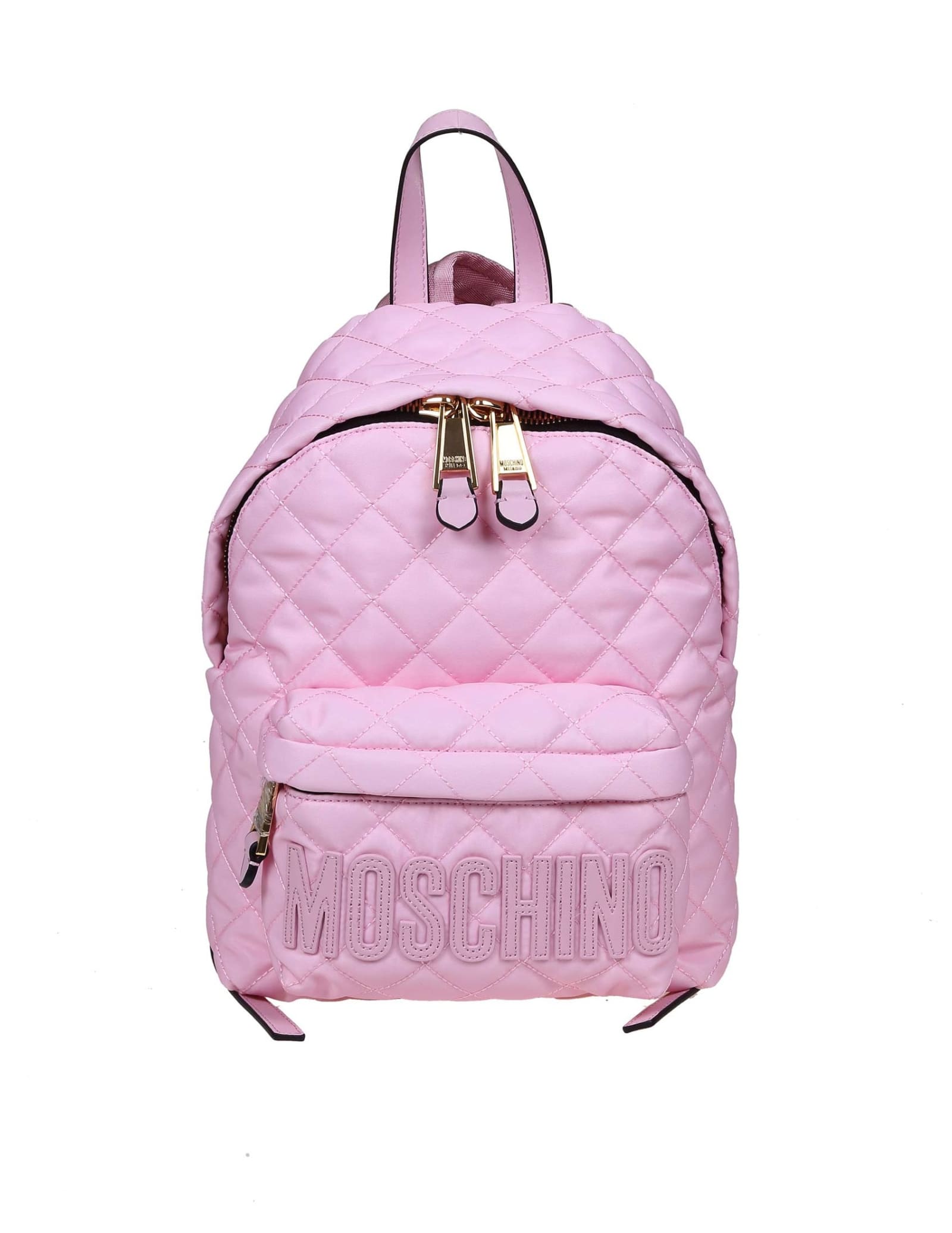 Moschino Backpack In Pink Quilted Nylon