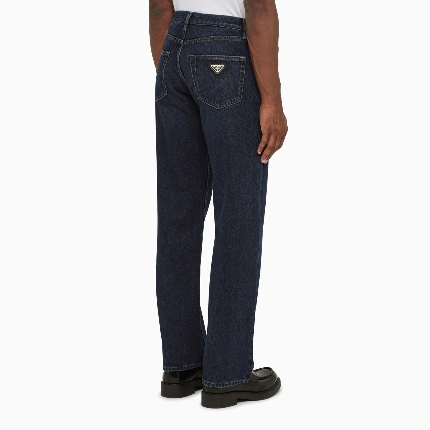 Shop Prada Straight Buttoned Jeans In Blue