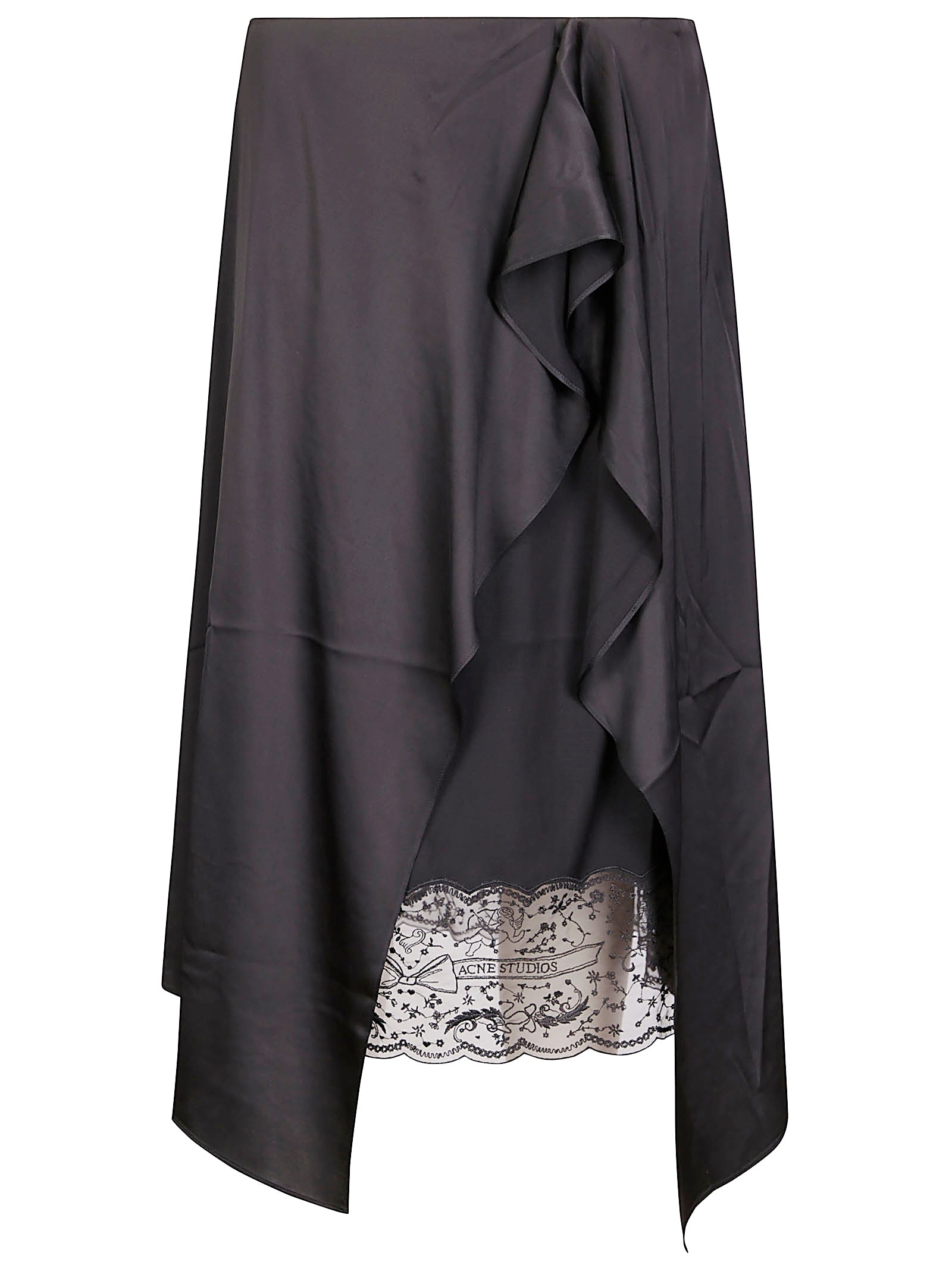 Acne Studios Asymmetric Midi Skirt In Black