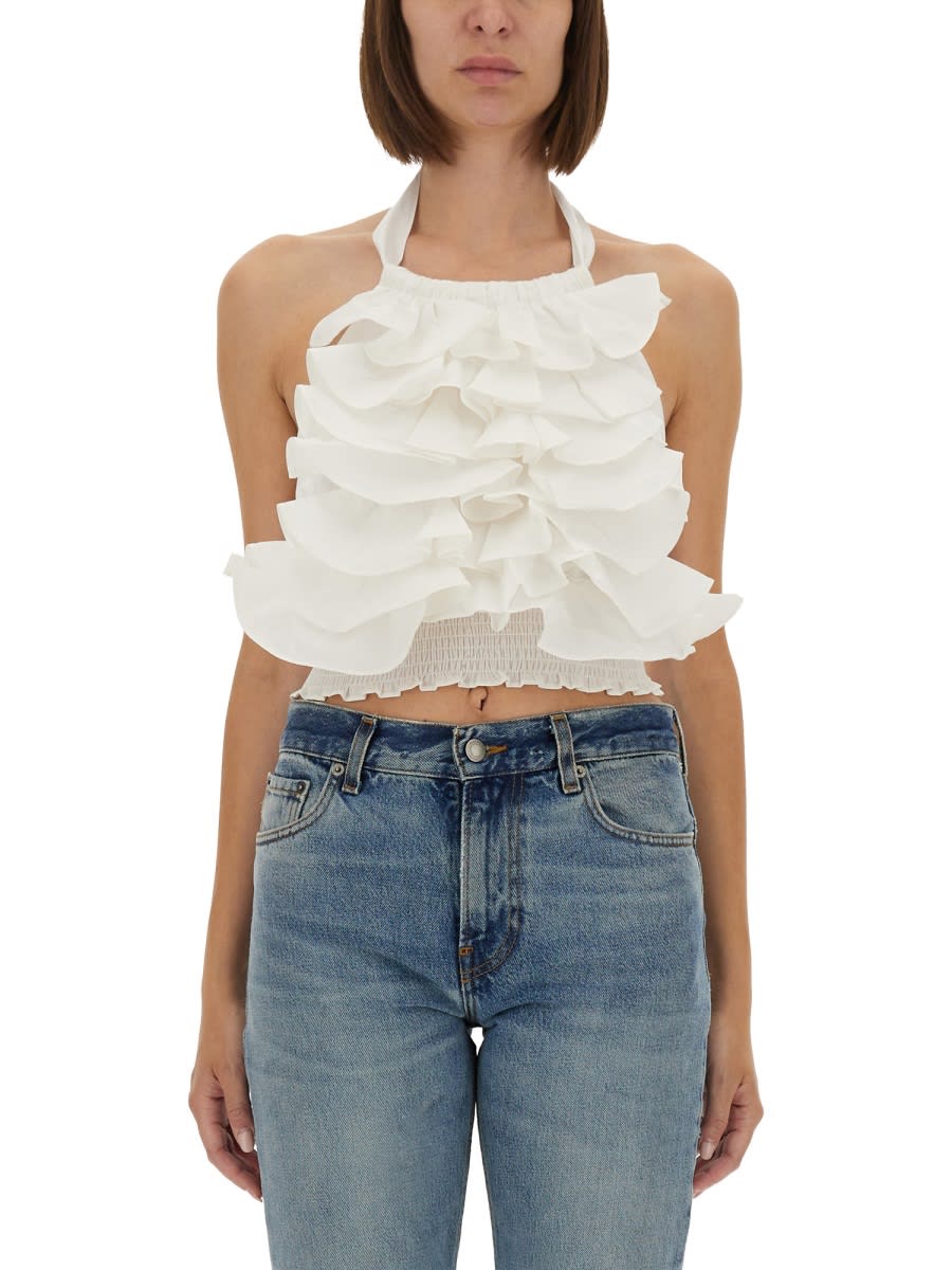 The Garment Cyprus Layer Top With Ruffles In White