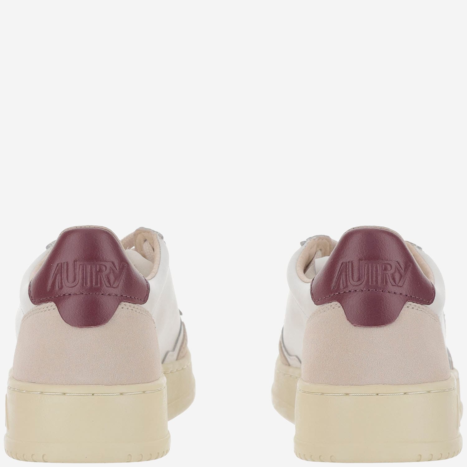 Autry Medalist Low Sneakers With Suede Inserts And Contrasting Heel In White