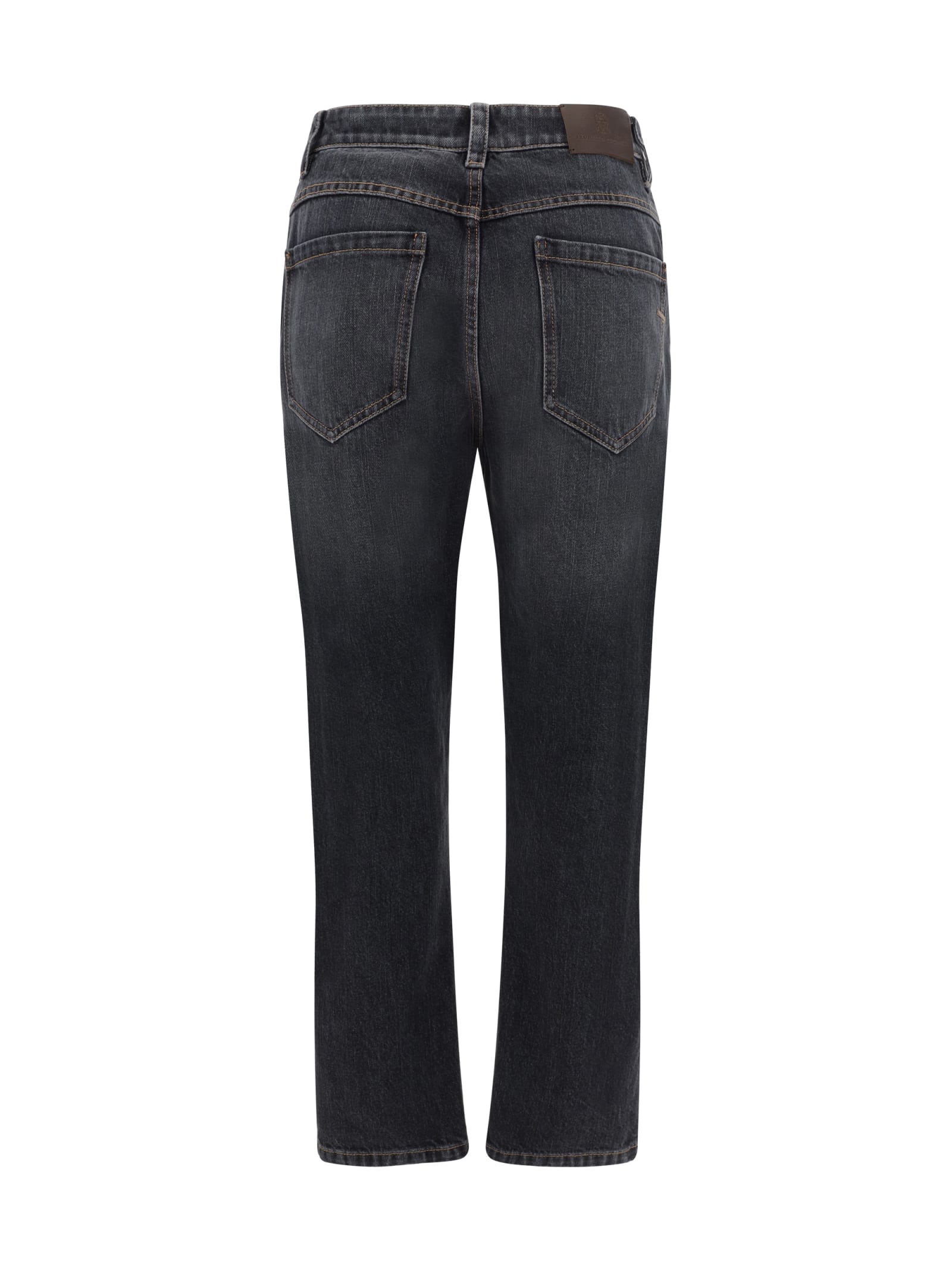 Shop Brunello Cucinelli Denim Pants In Black Stone Denim