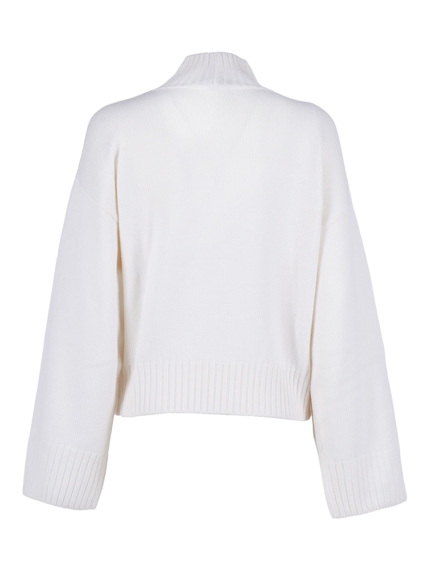 Fabiana Filippi Merino Wool Cropped Turtle Neck Sweater In White