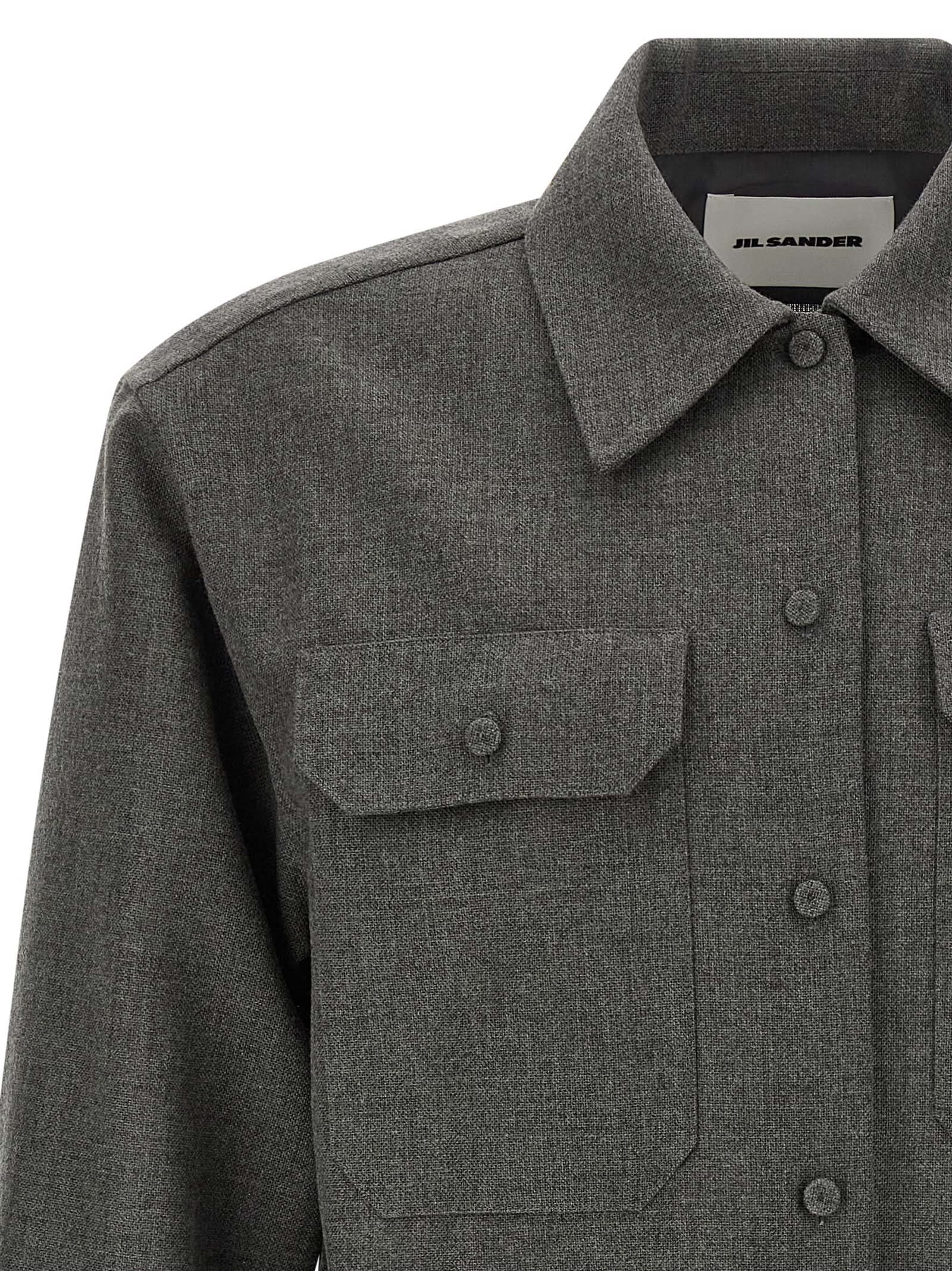 Jil Sander Studded Collar Long Sleeves Chest Pockets In Green