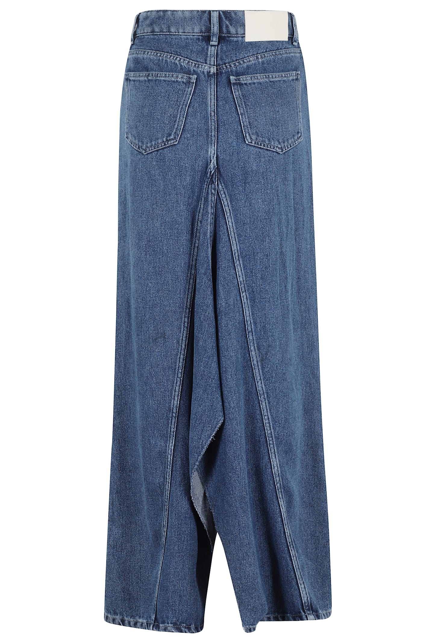 Erika Cavallini Denim Skirt With Unique Front In Denim Blu