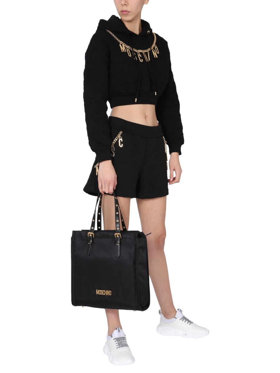 Shop Moschino Smile Quilted Bermuda In Black