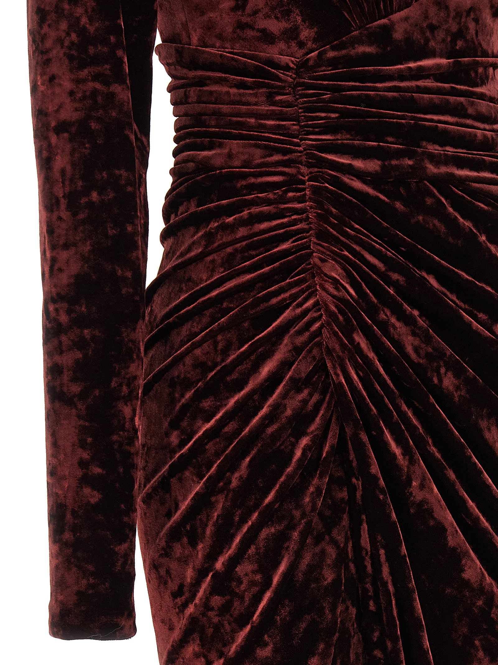 Shop Alexandre Vauthier Long Velvet Dress In Black Cherry Red
