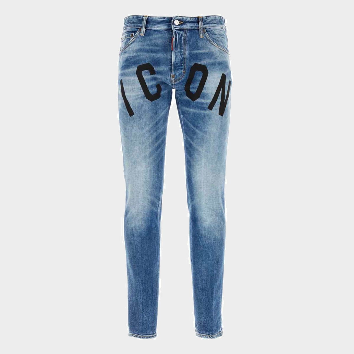 Shop Dsquared2 Navy Blue Cotton Denim Jeans