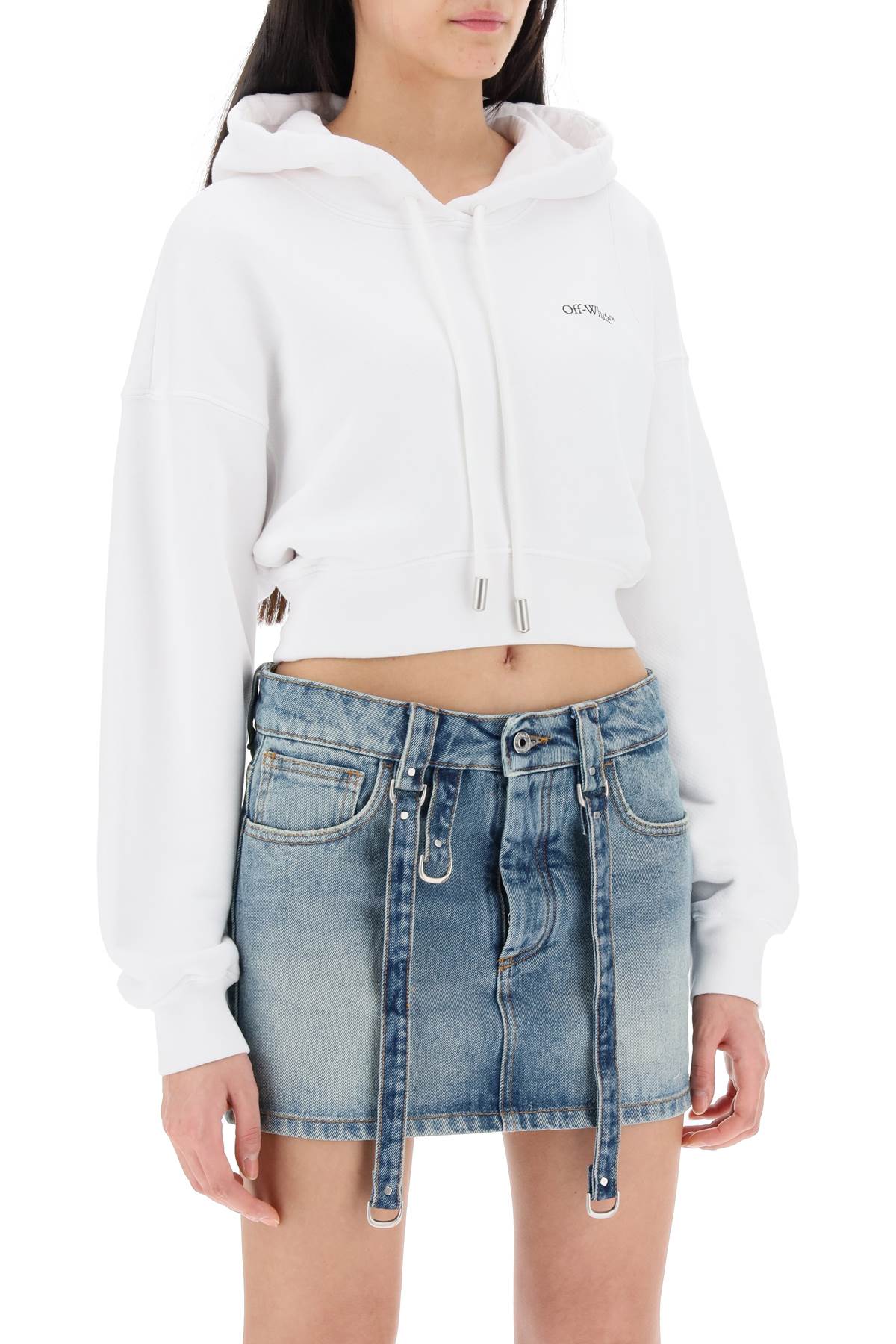 Shop Off-white X-ray Arrow Cropped Hoodie In Bianco/multicolor