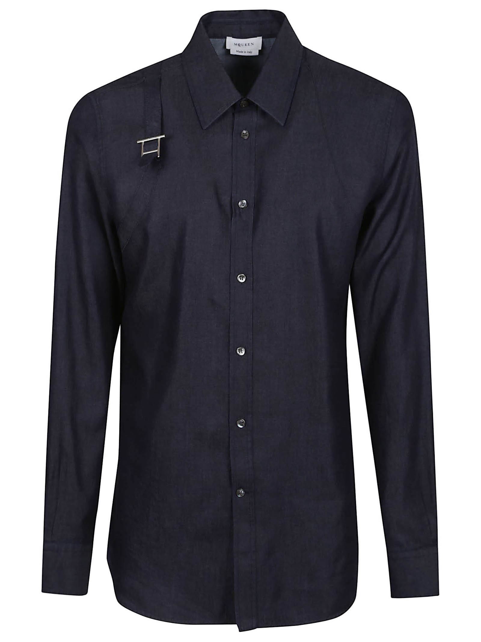 Alexander Mcqueen Harness Shirt With T Buckle In Blue